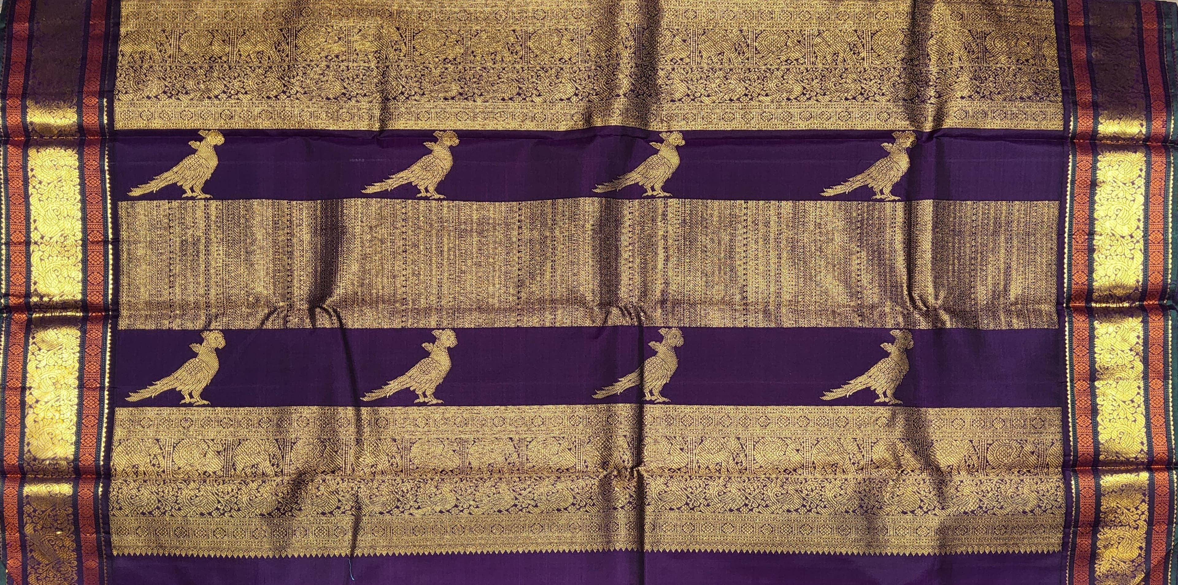 Arangetram Kanchipuram Silk Saree: Royal Purple & Green Zari