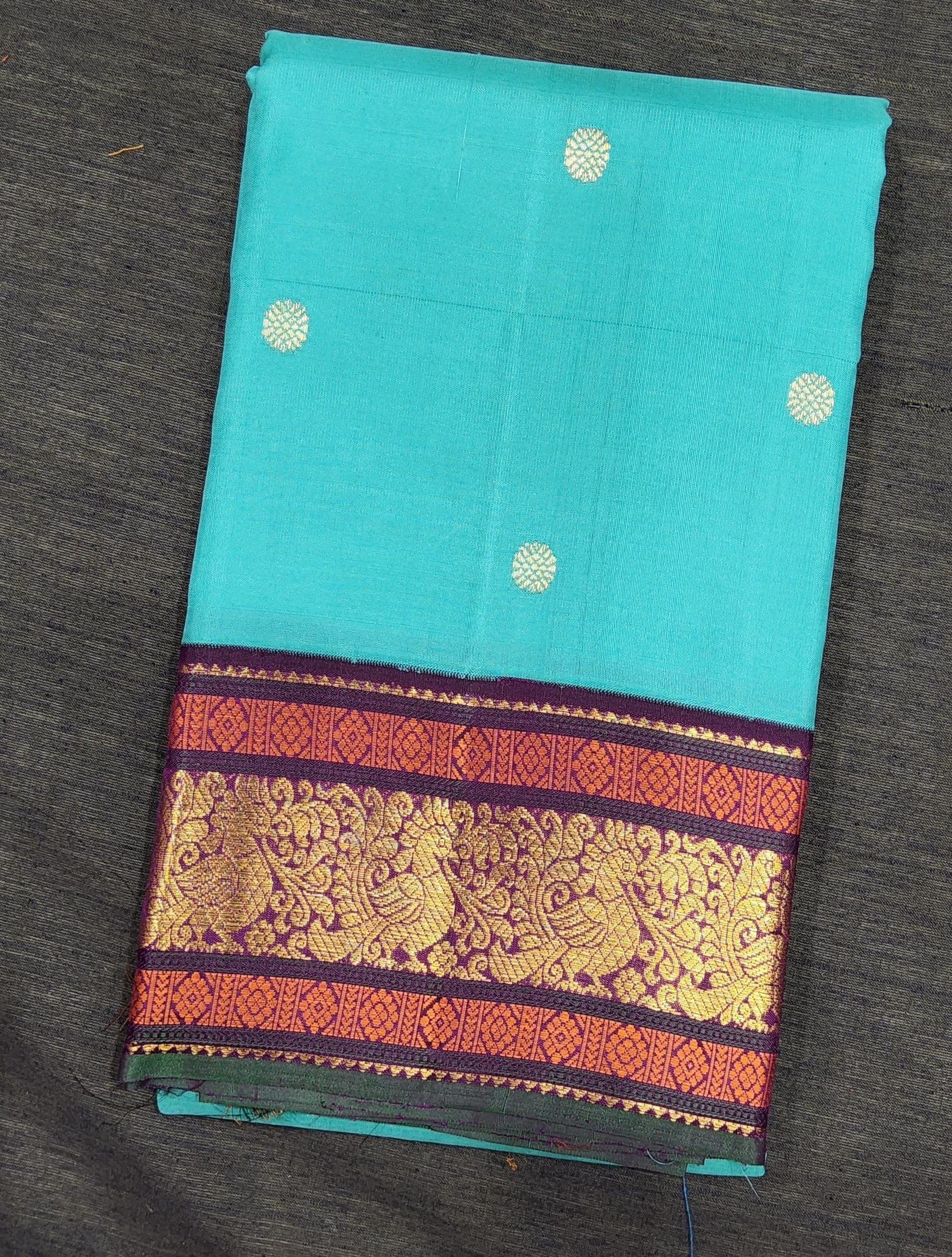 Arangetram Kanchipuram Silk Saree: Royal Purple & Green Zari
