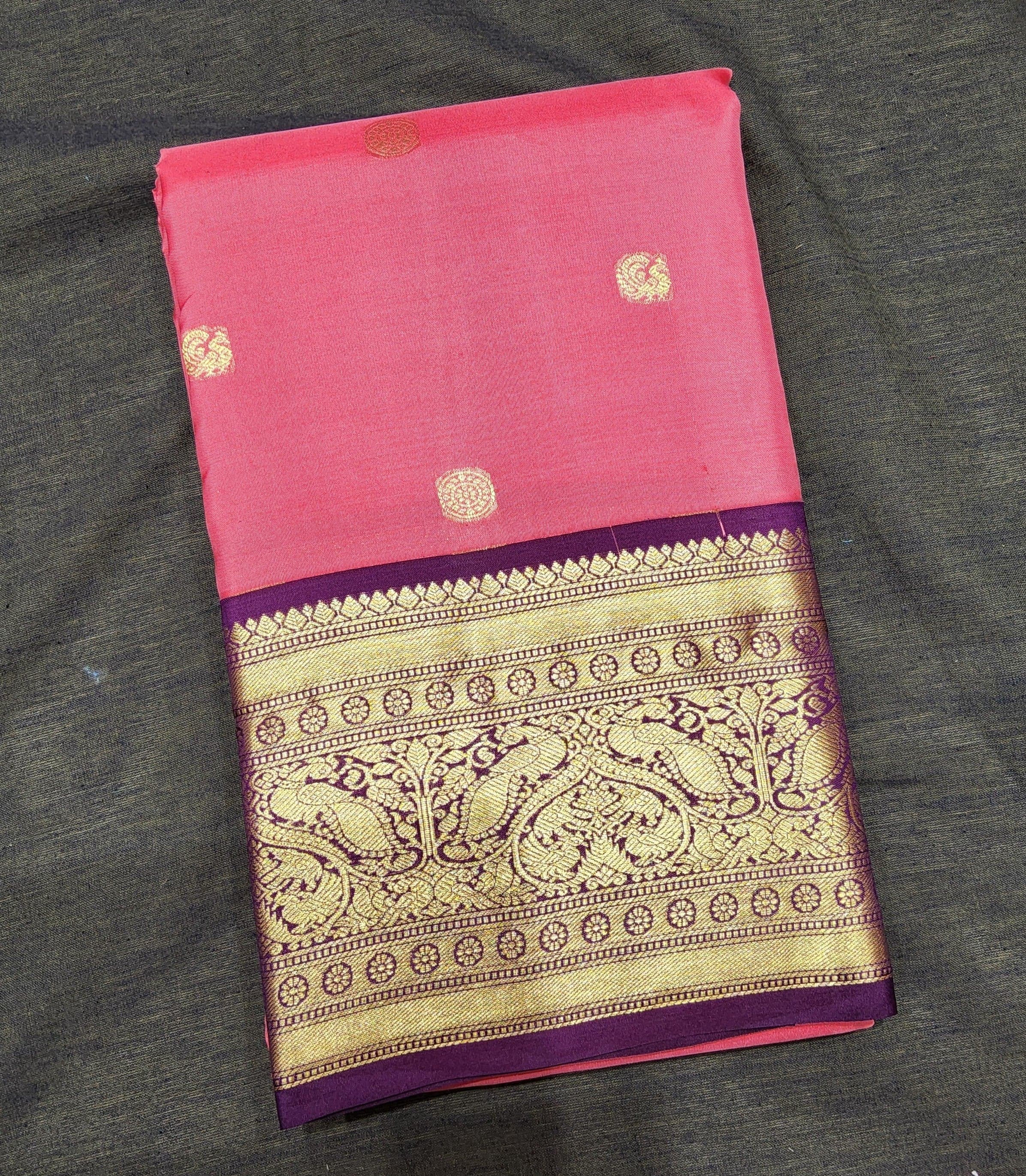 Bharatanatyam Kanchipuram Silk Saree | Royal Plum & Gold Zari