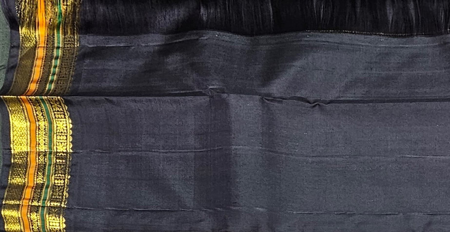 Bharatanatyam Kanchipuram Silk Saree - Jet Black & Gold Zari