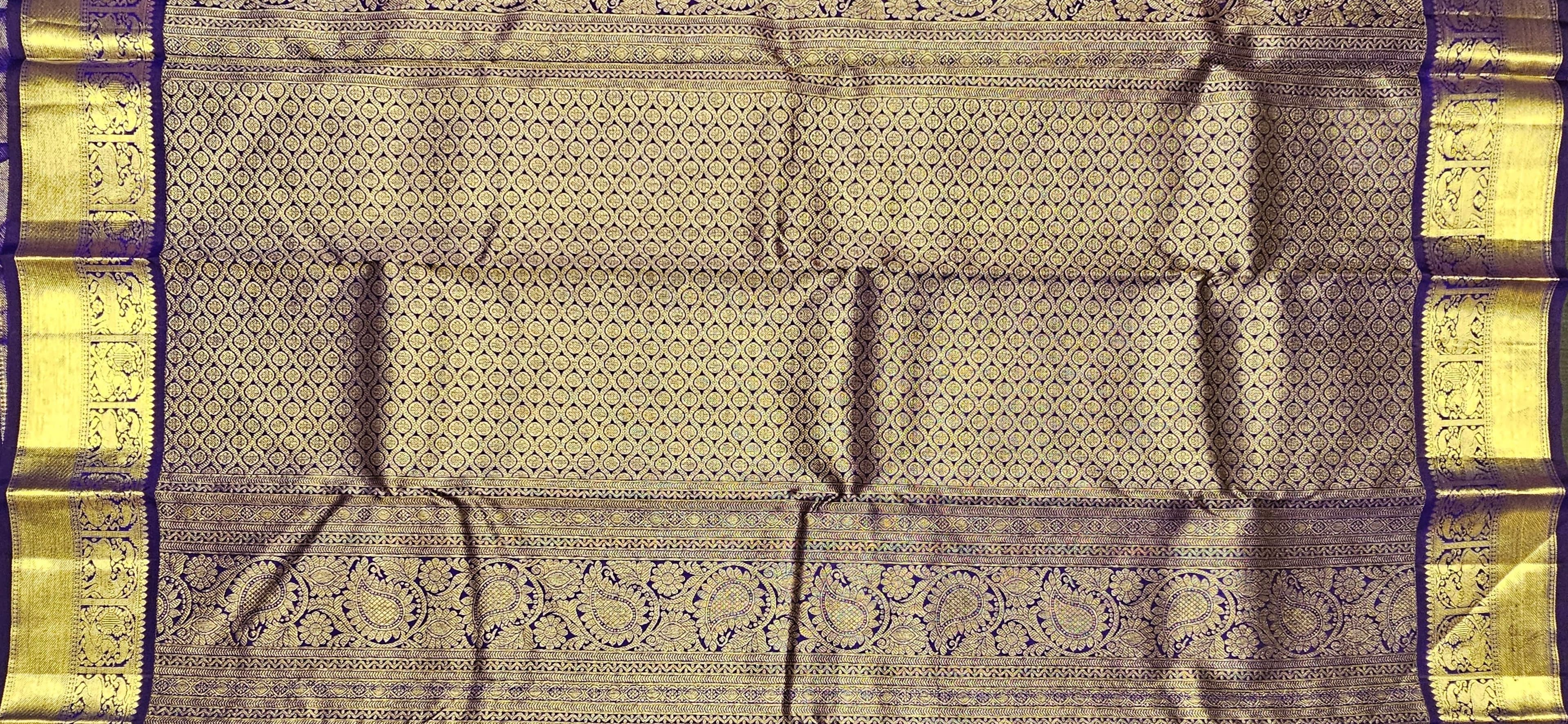 Bharatanatyam Kanchipuram Silk Saree: Royal Purple Gold Zari
