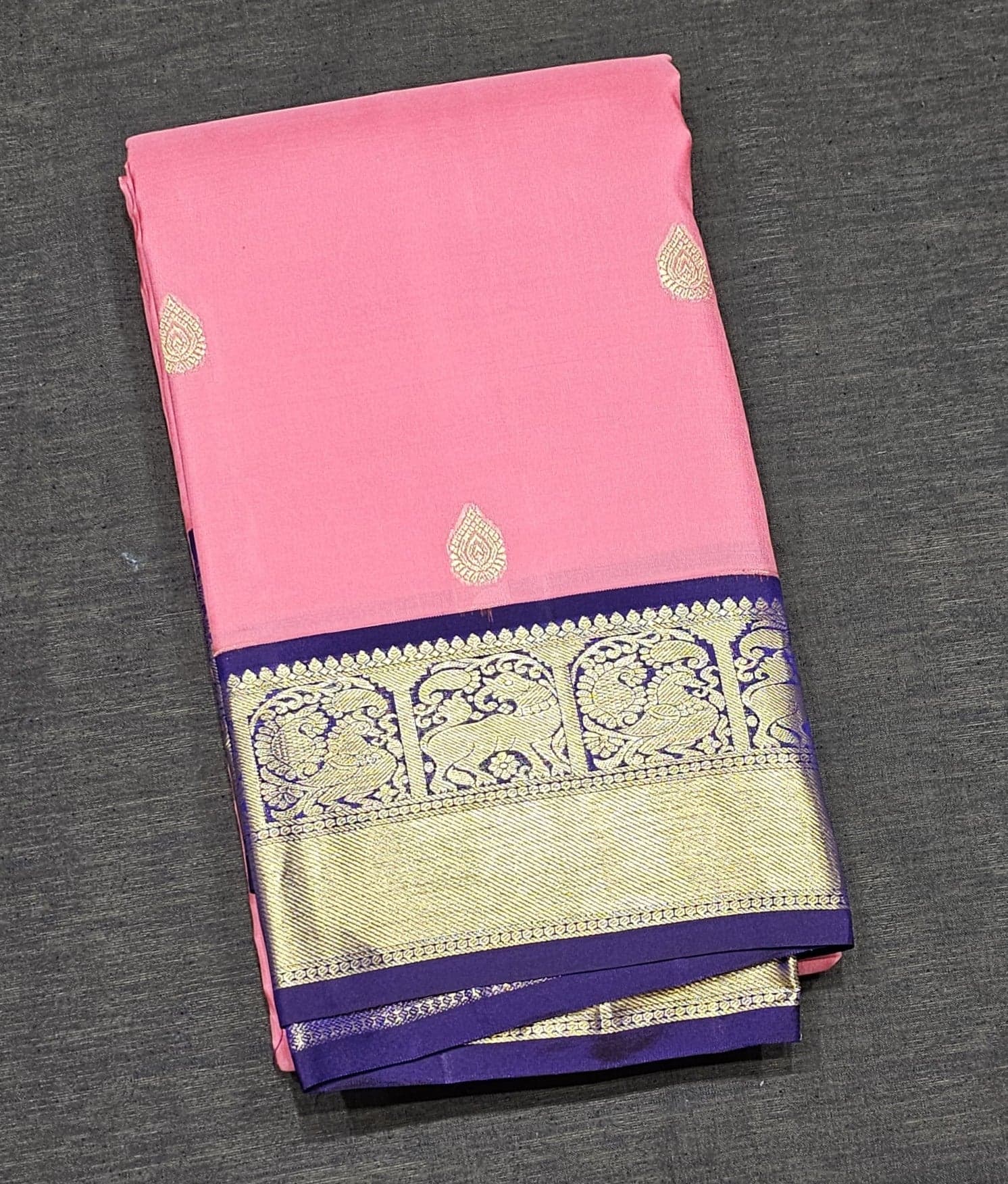 Bharatanatyam Kanchipuram Silk Saree: Royal Purple Gold Zari