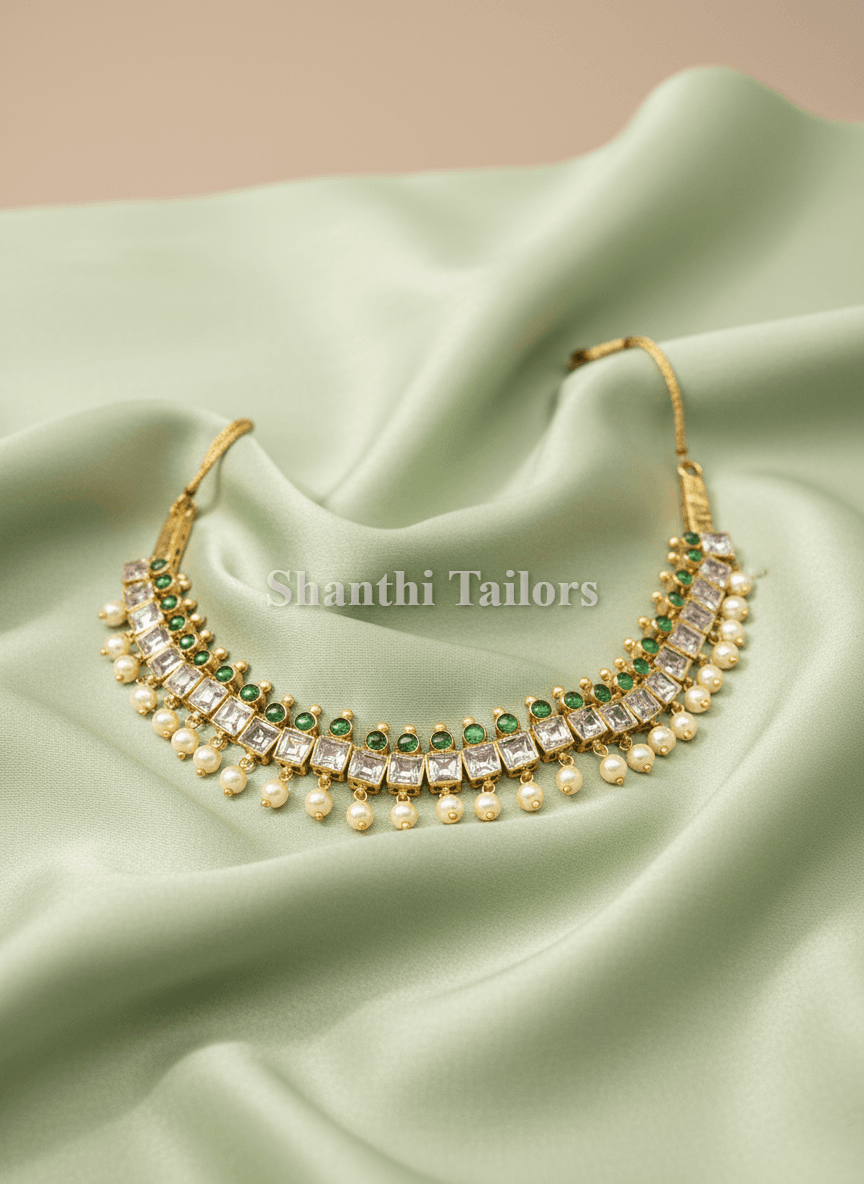 2 Stone Square Round Necklace | Original Temple Jewellery | Necklace | TJAYY51