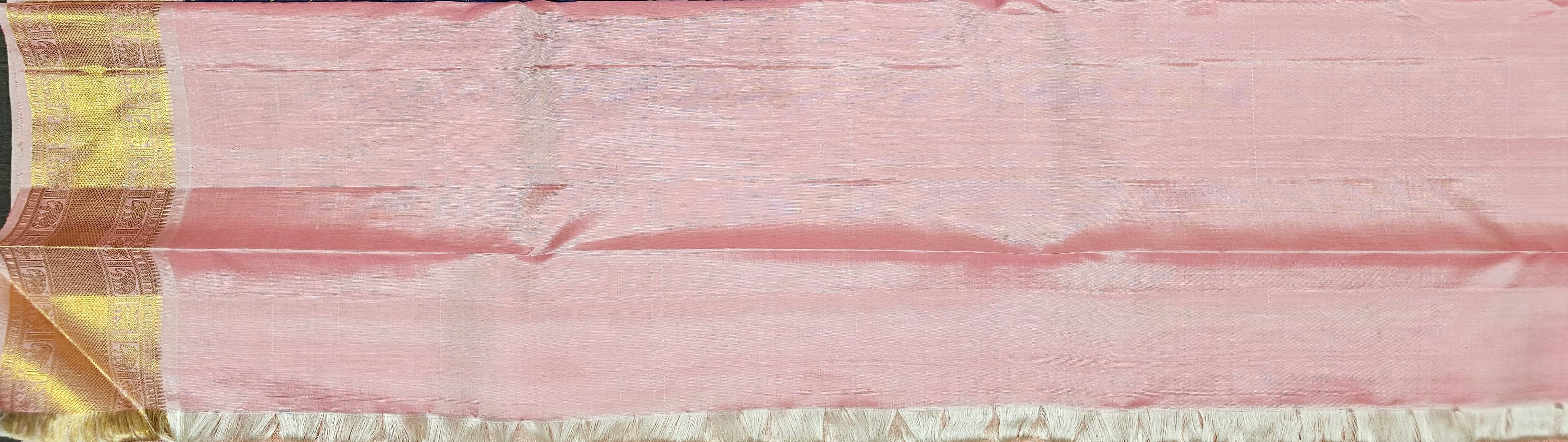Bharatanatyam Arangetram Kanchipuram Silk Saree Peach Ink Blue