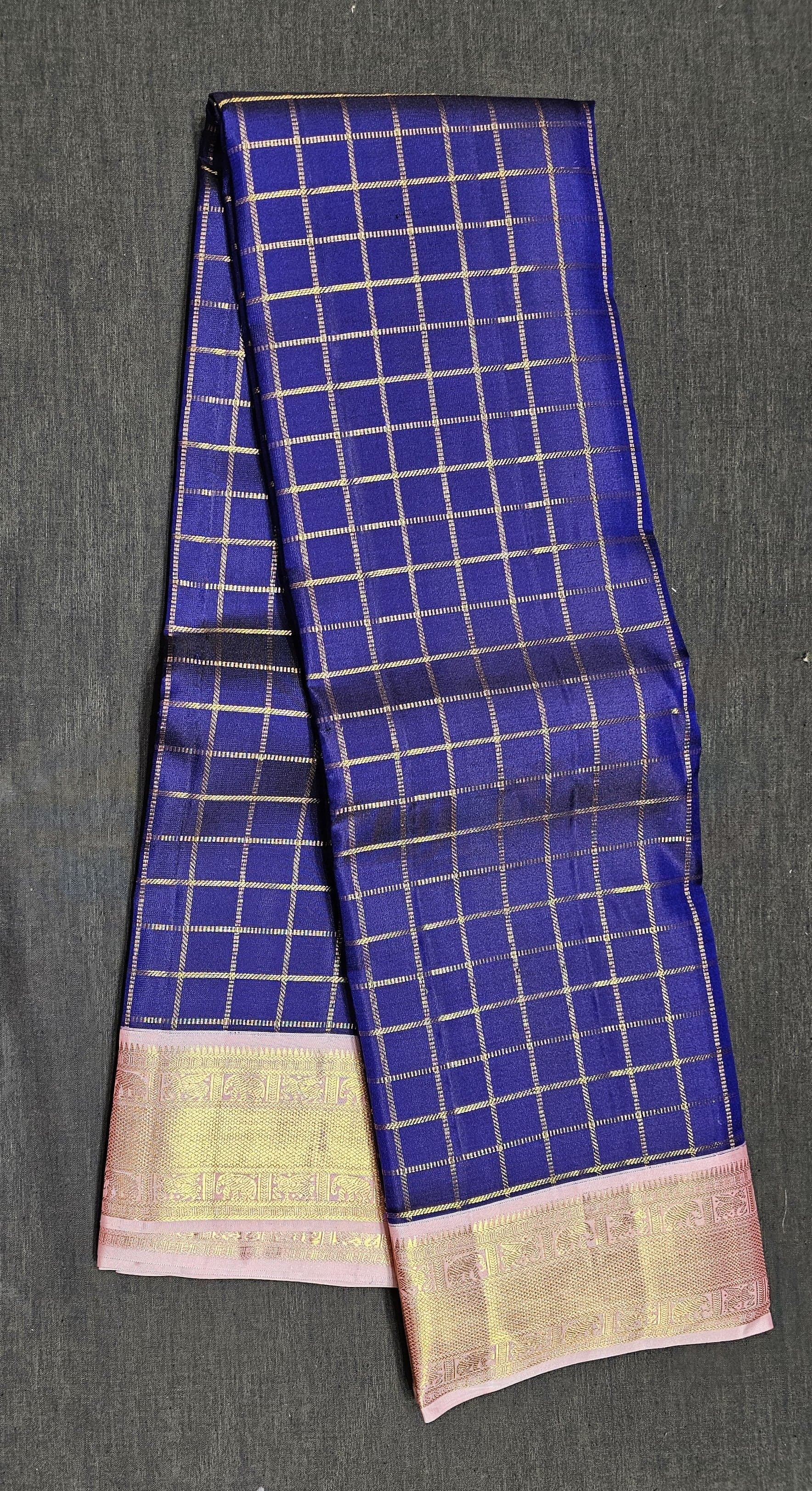 Bharatanatyam Arangetram Kanchipuram Silk Saree Peach Ink Blue