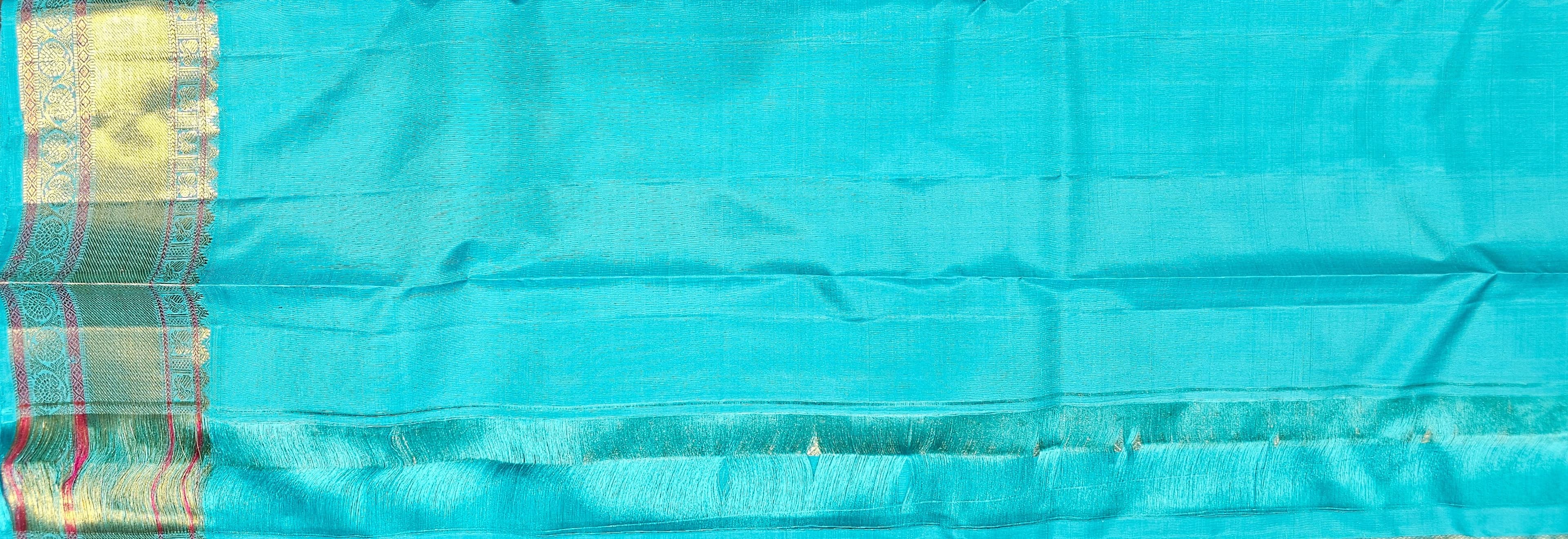 Teal & Purple Kanchipuram authentic silk saree. Dharmavaram pattu sarees for arangetram.