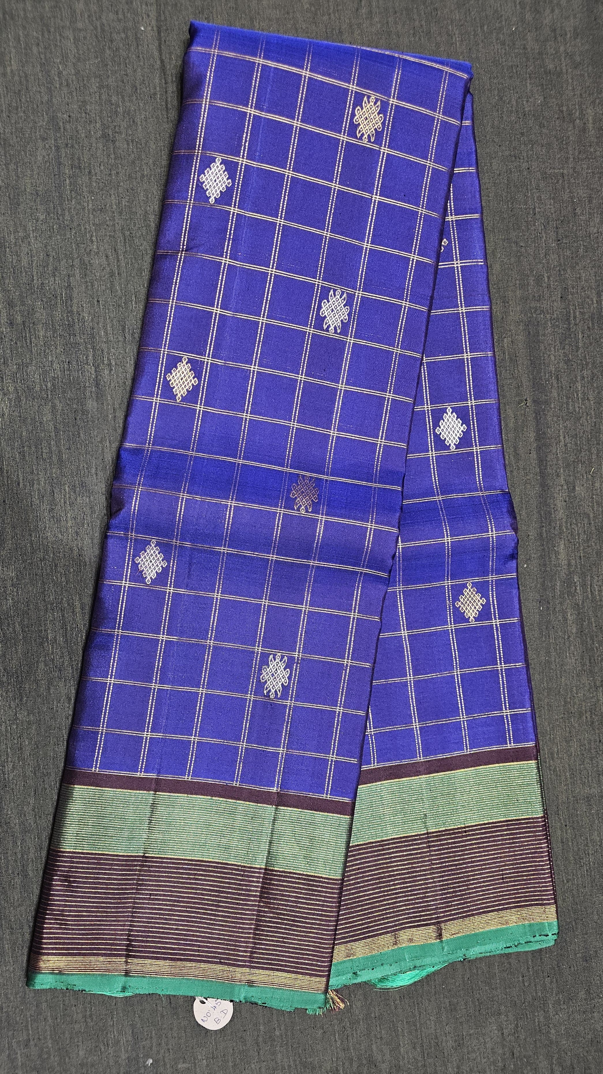 Bharatanatyam Kanchipuram Silk Saree | Aubergine Gold Stripes