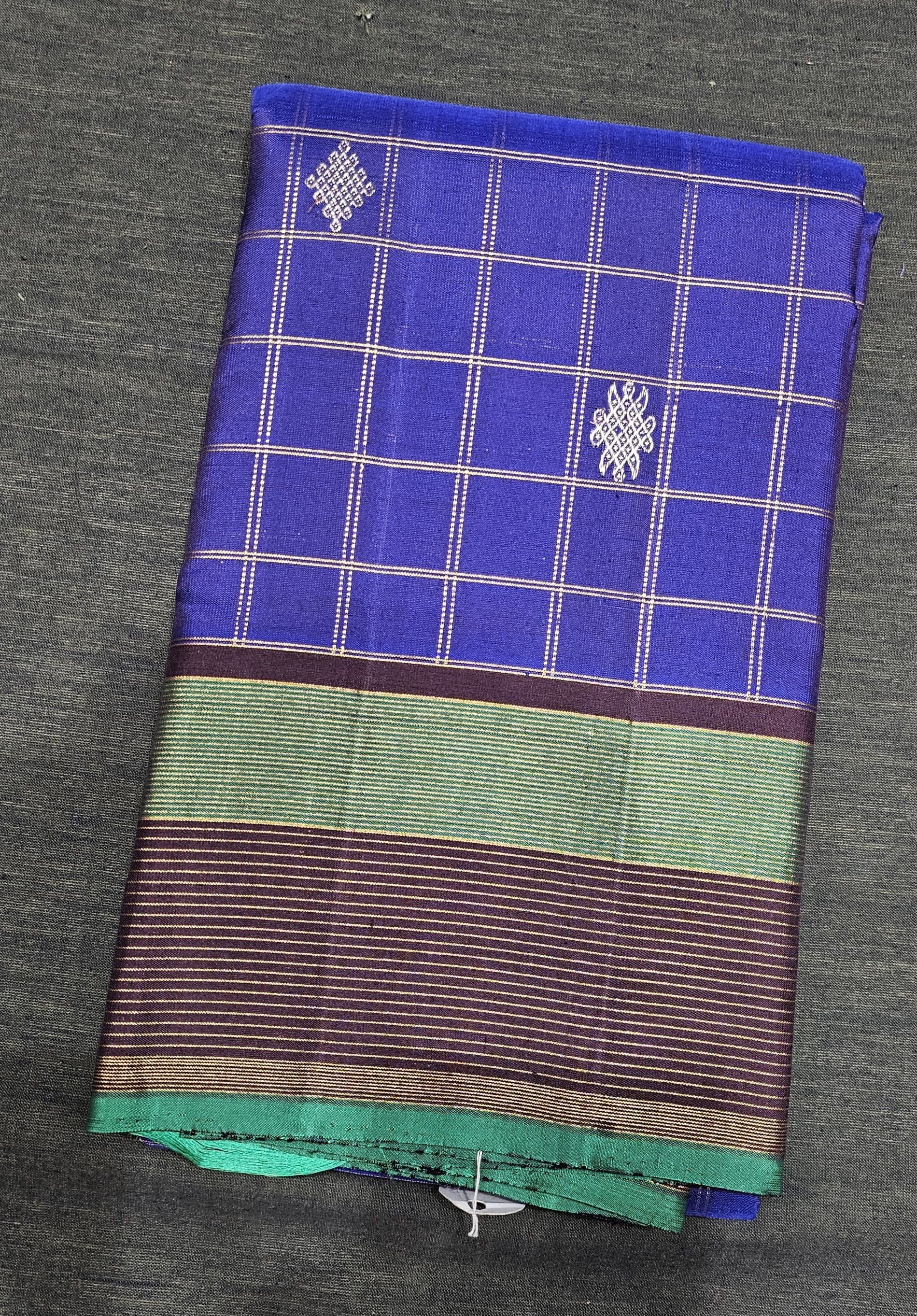 Blue Checked with Brown | Kanchipuram Silk Saree | Arangetram | SPK456