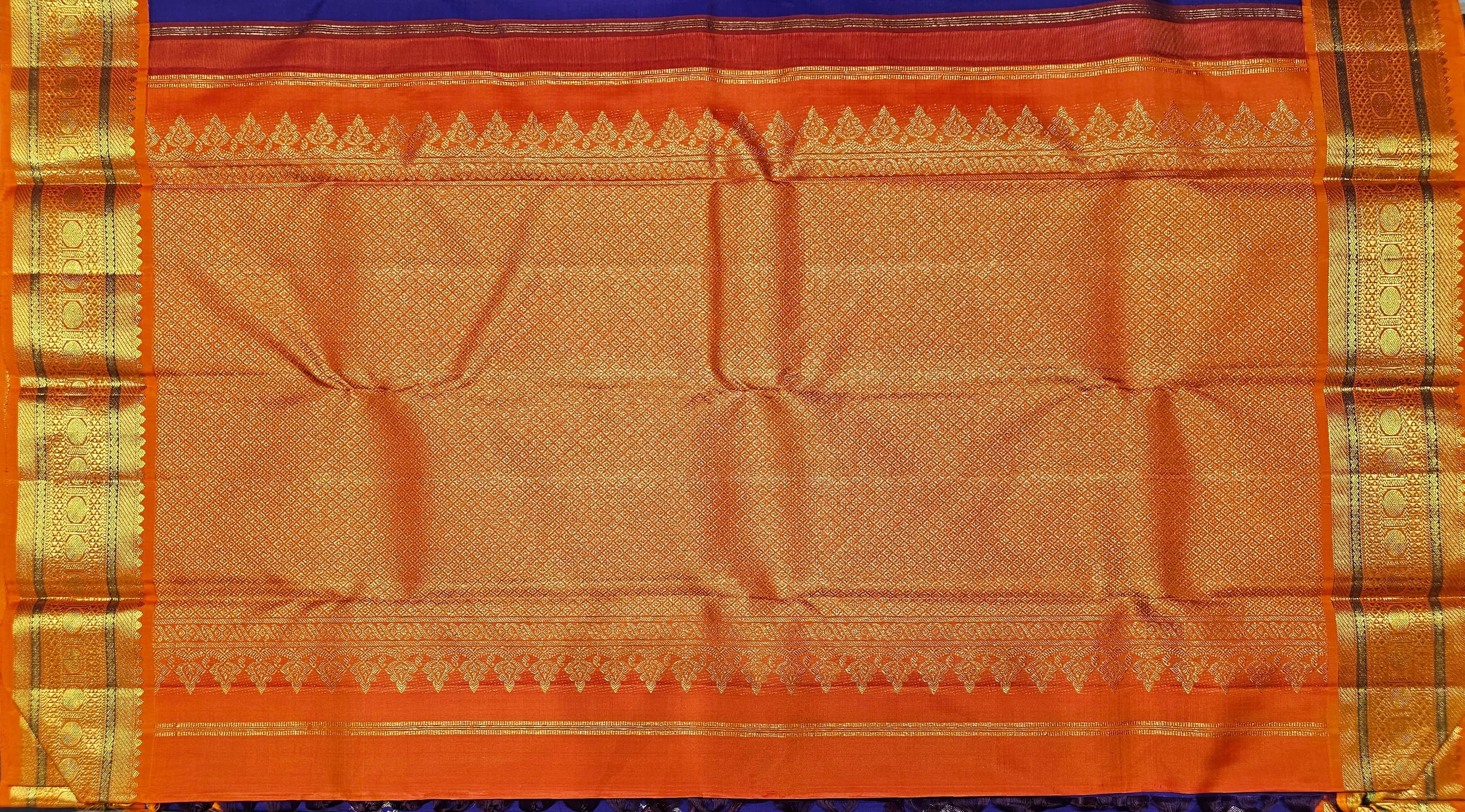 Kumkum Orange Kanchipuram Silk Saree for Bharatanatyam Arangetram