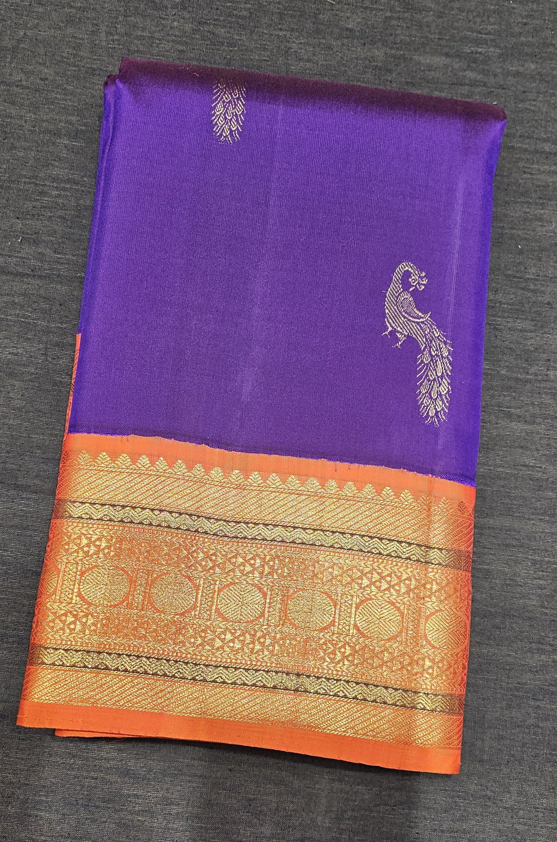 Purple with Orange | Kanchipuram Silk Saree | Arangetram | SESS72