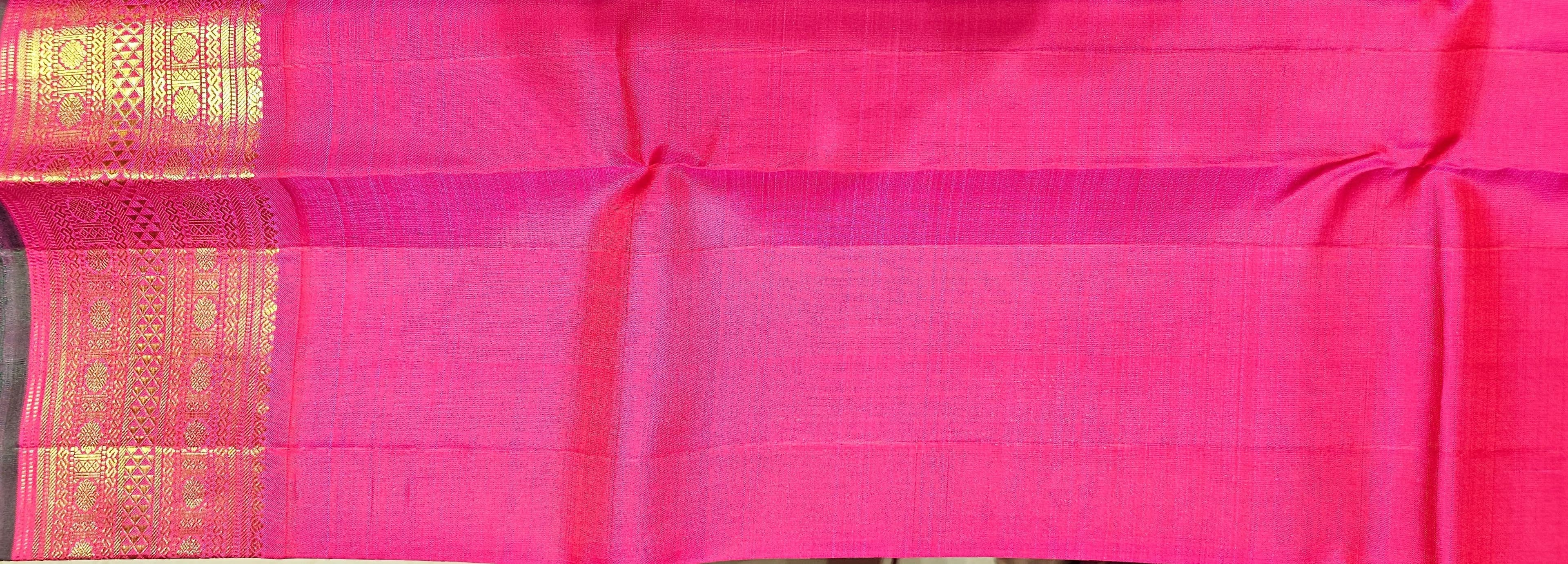 Vibrant Pink Kanchipuram Silk Saree for Arangetram & Bharatanatyam