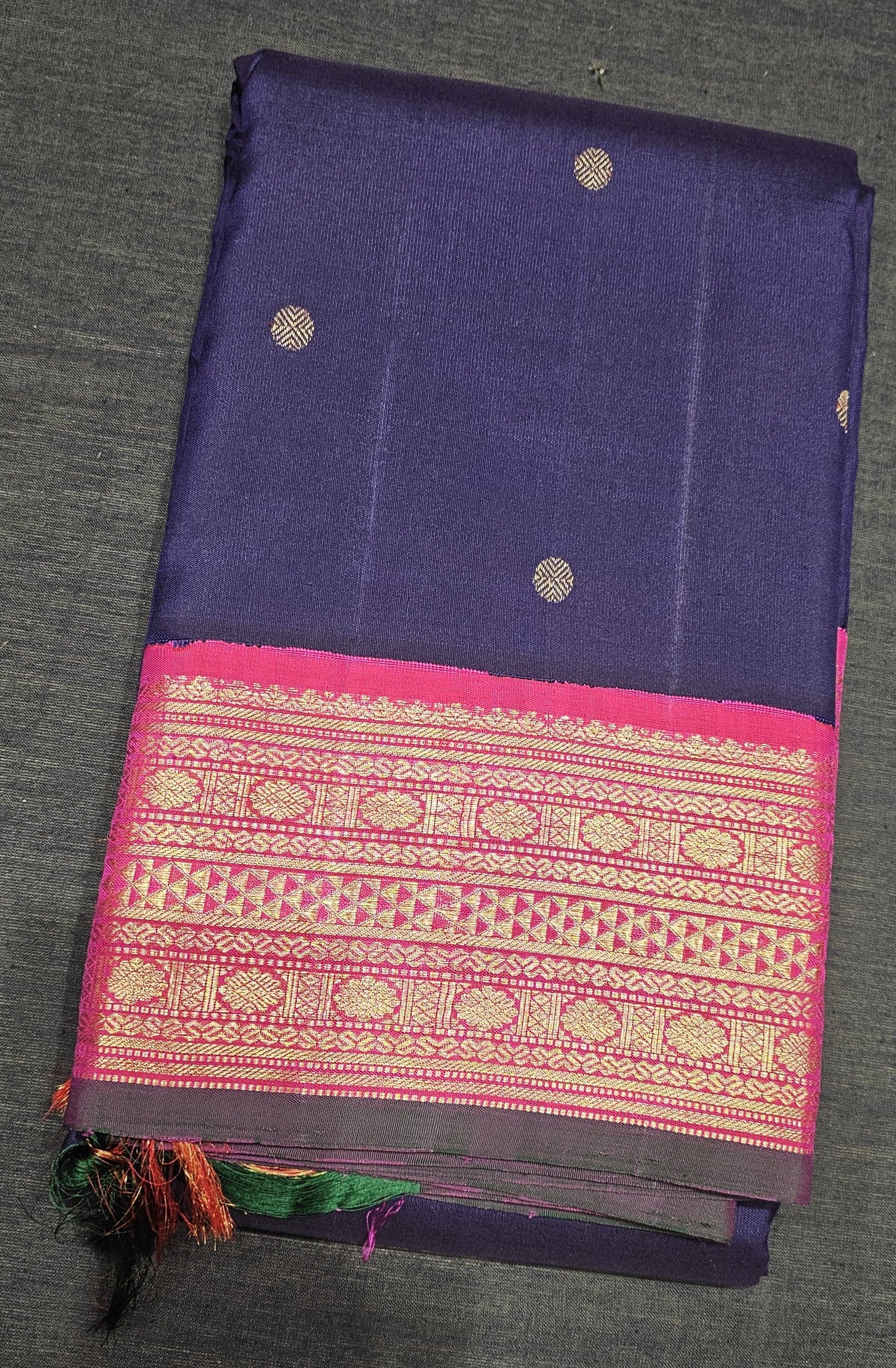 Navy Blue with Pink |  Kanchipuram Silk Saree | Arangetram | KS16