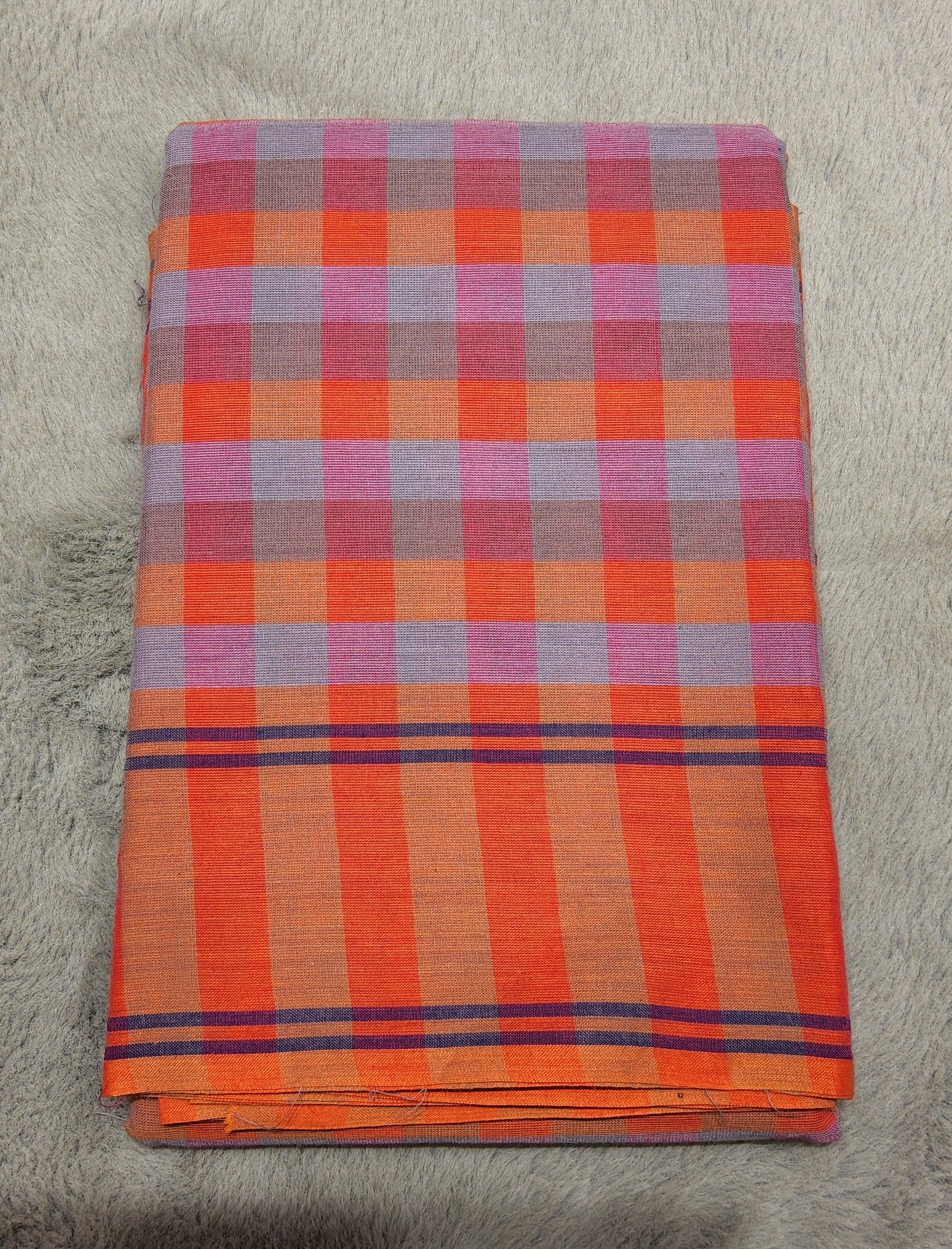 Madras Checks dance practice saree draped, showing pleats and color contrast