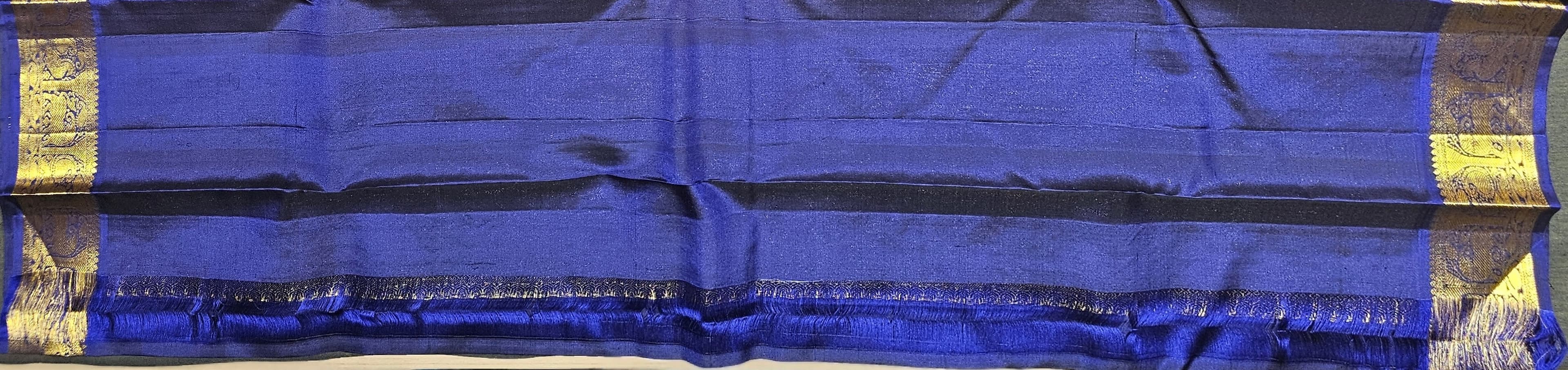 Bharatanatyam Kanchipuram Silk Saree - Royal Blue with Gold Zari