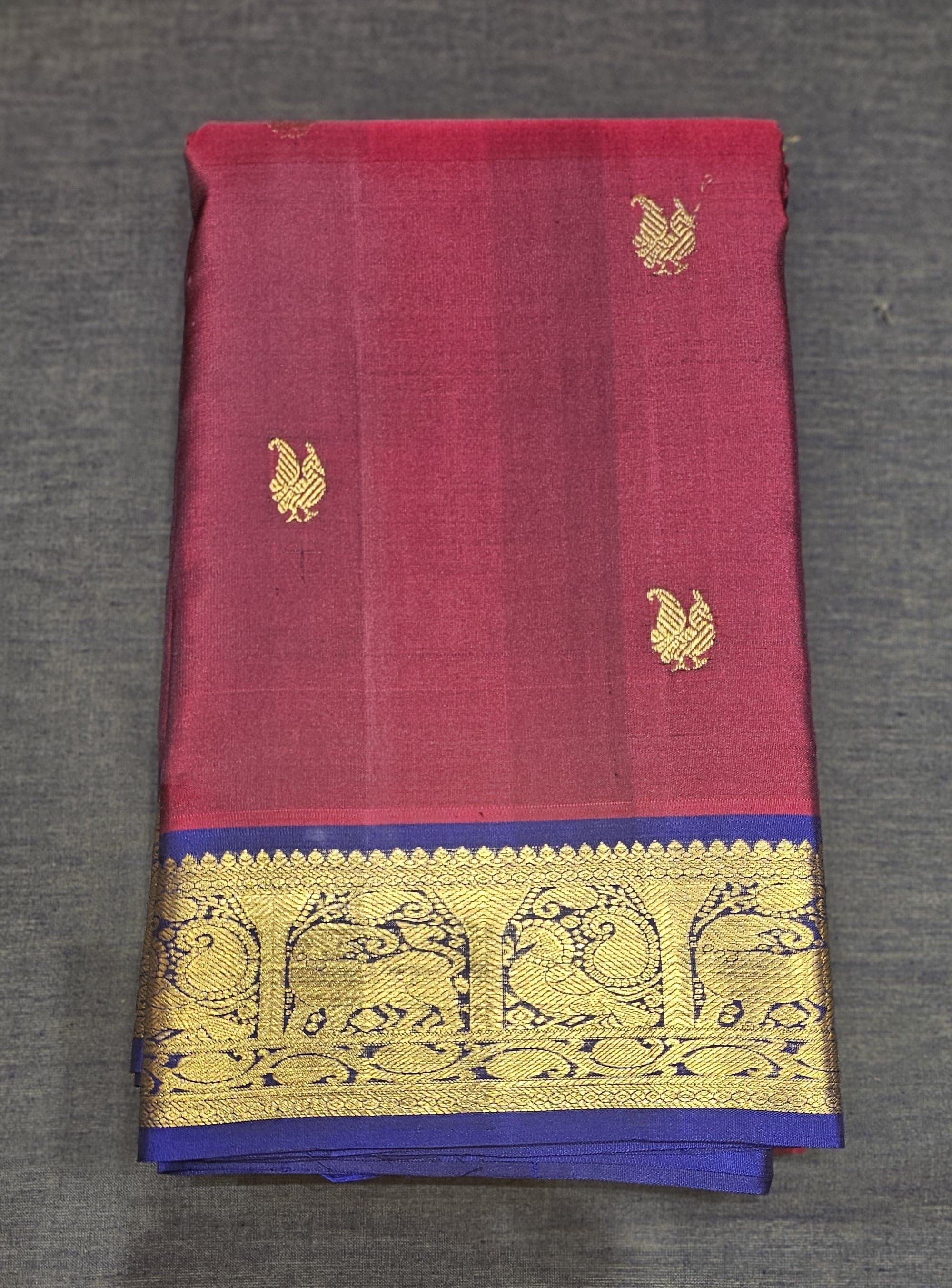 Maroon with Blue  | Kanchipuram Silk Saree | Arangetram | SESS10