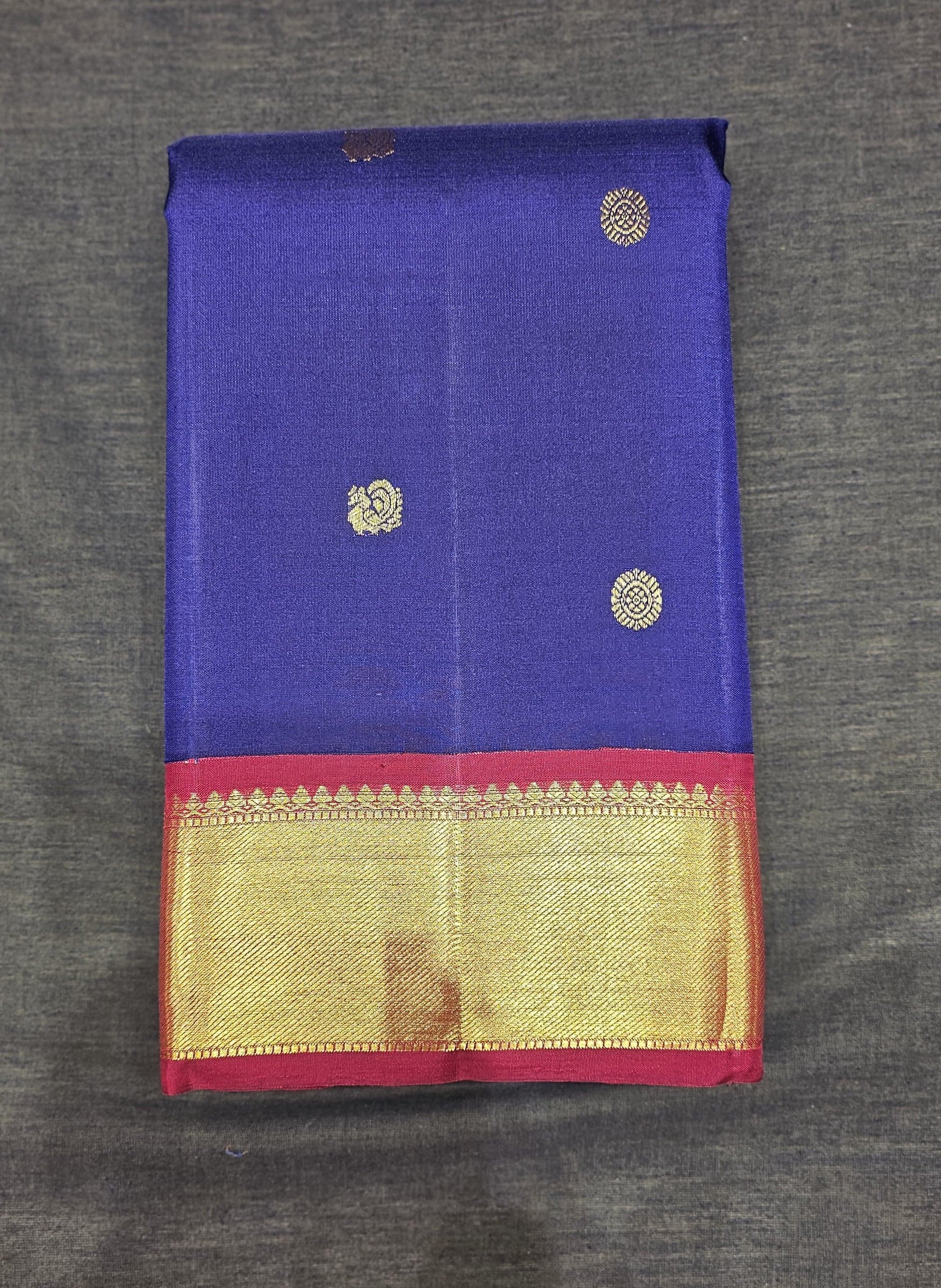 Royal Blue with Maroon | Kanchipuram Silk Saree | Arangetram | KPKS14