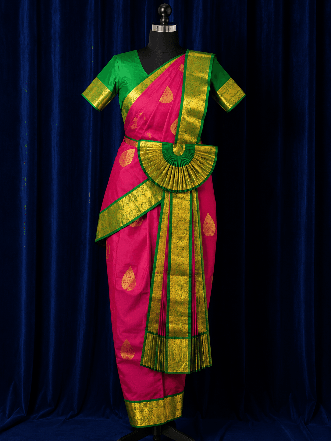Readymade Rani Pink & Green Bharatanatyam Dance Costume