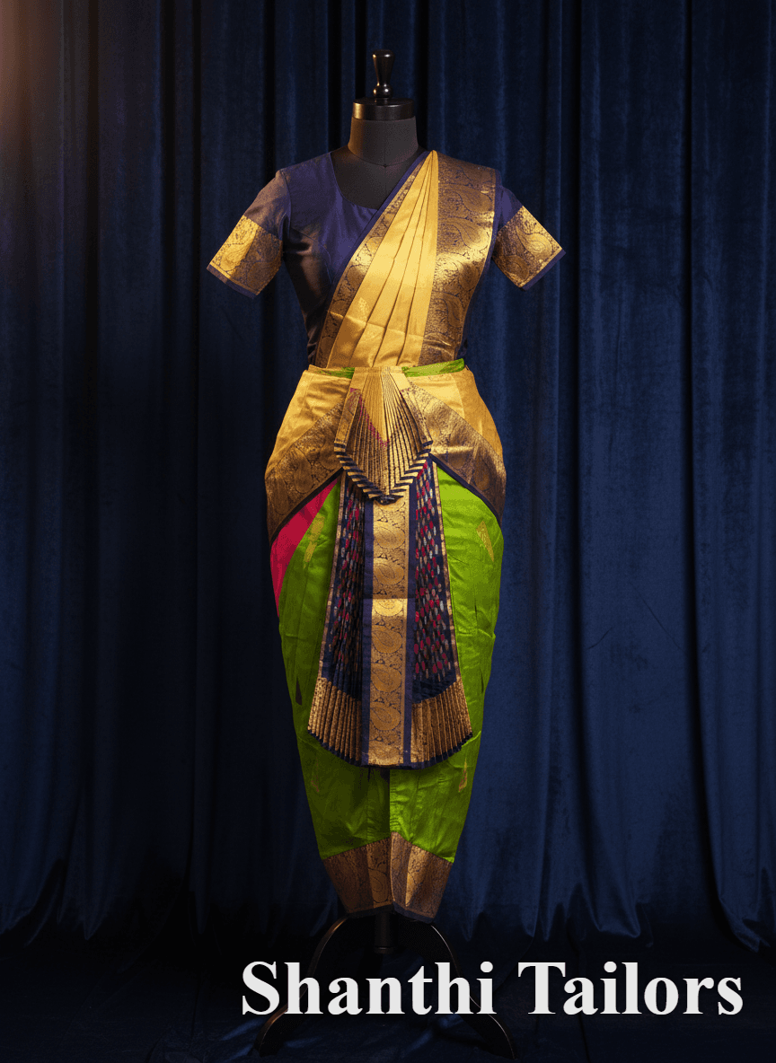 Bharatanatyam Costume: Vibrant Green & Gold Pant Set