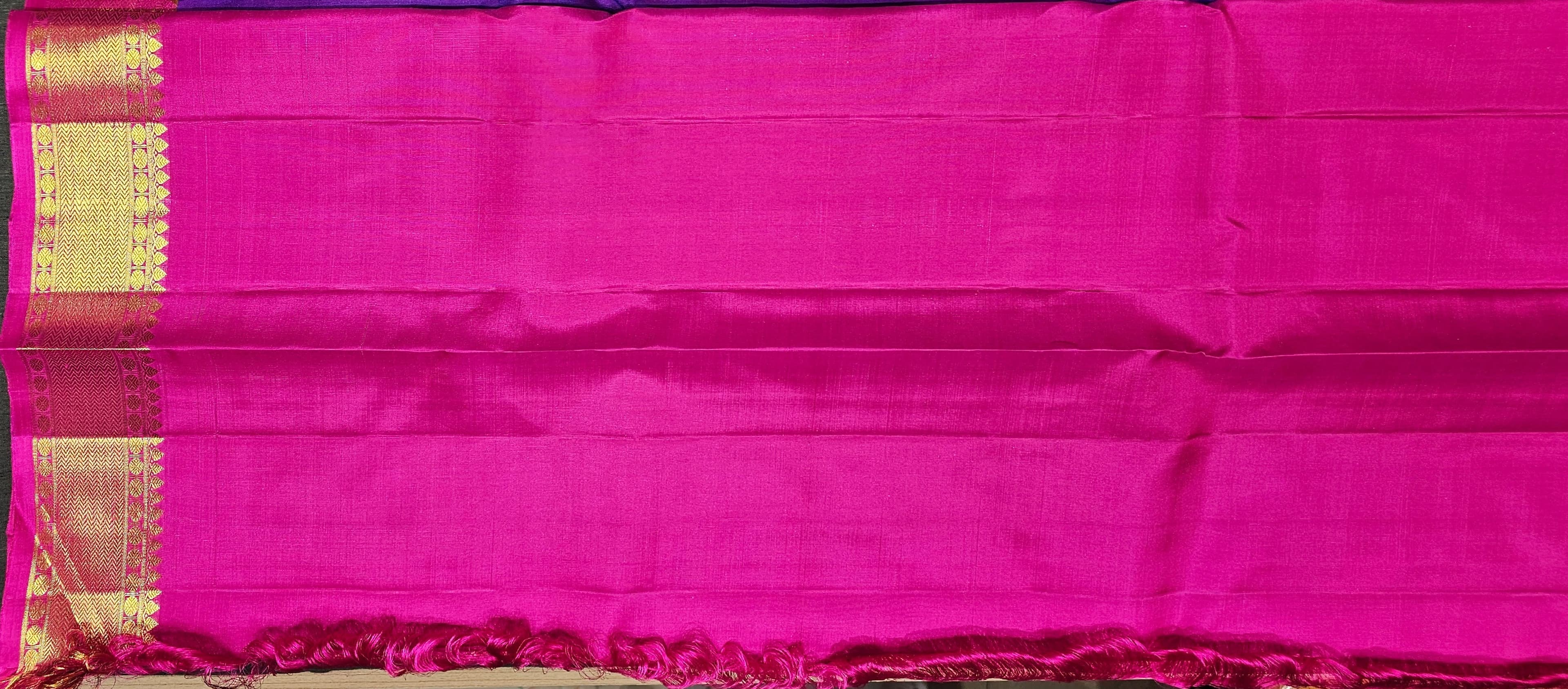 Purple & Pink Kanchipuram authentic silk saree. Arangetram, Bharatanatyam practice saree. SBS31.