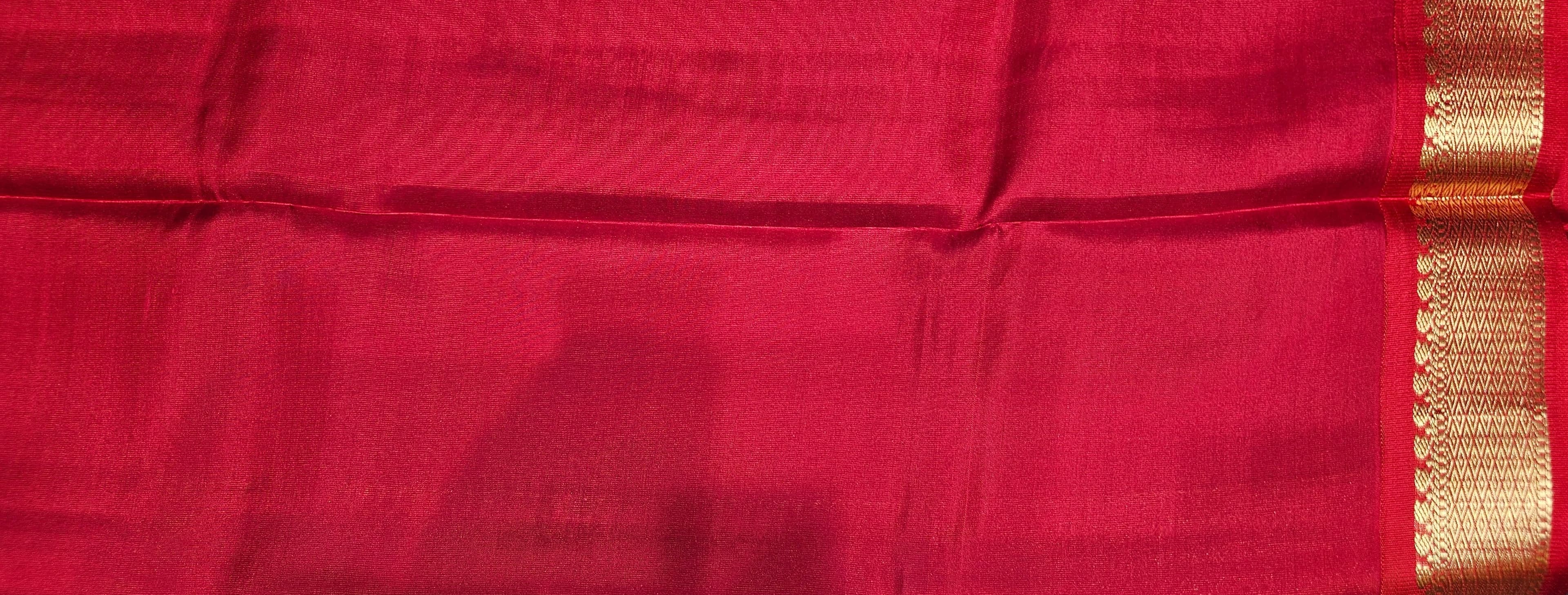 Skyblue with Red | Semisilk Saree | SV917 - Image 4