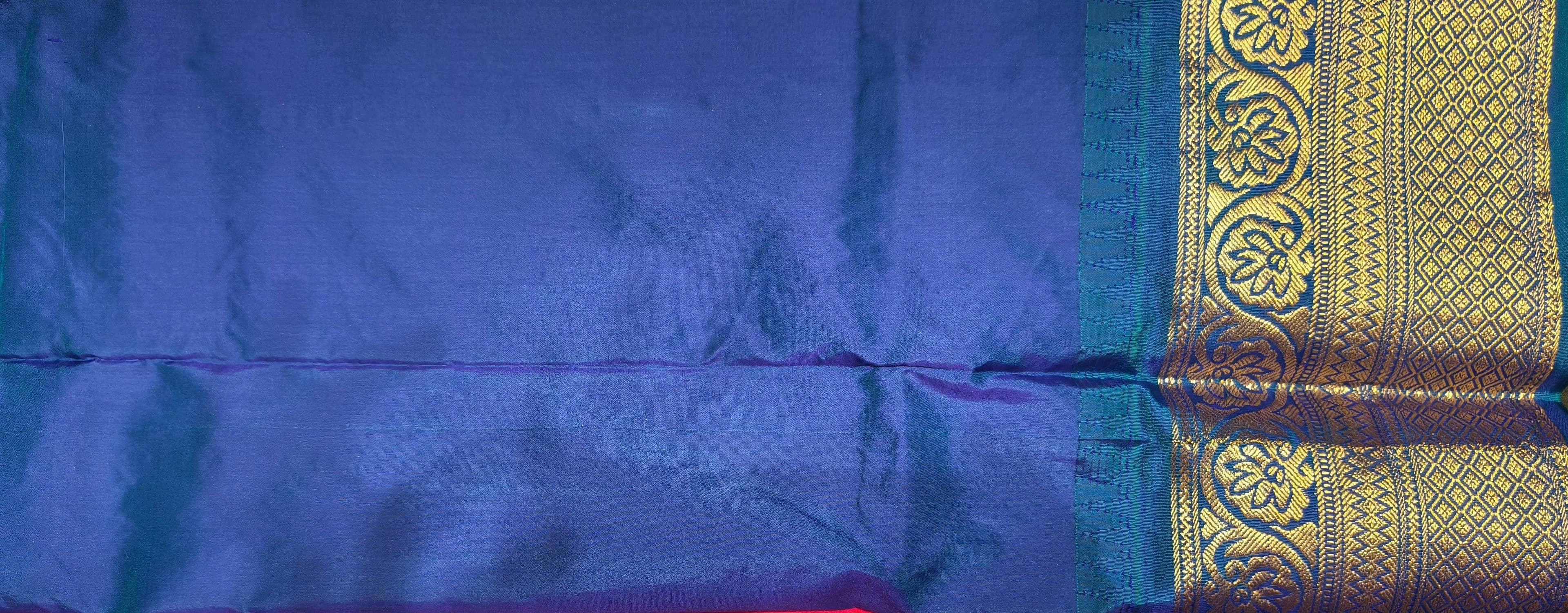 Pink with Blue | Semisilk Saree | STP11 - Image 4