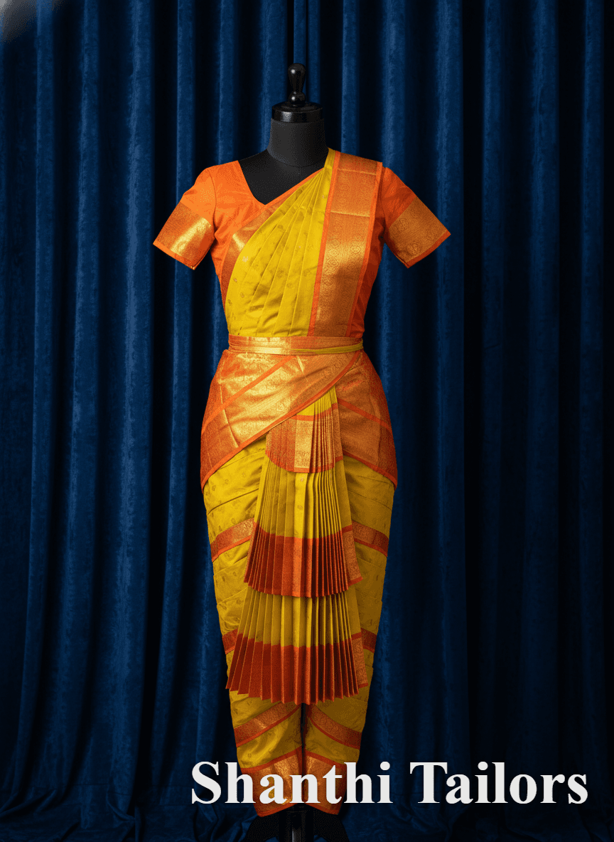 Bharatanatyam Costume: Readymade Saffron Yellow & Orange Dance Dress
