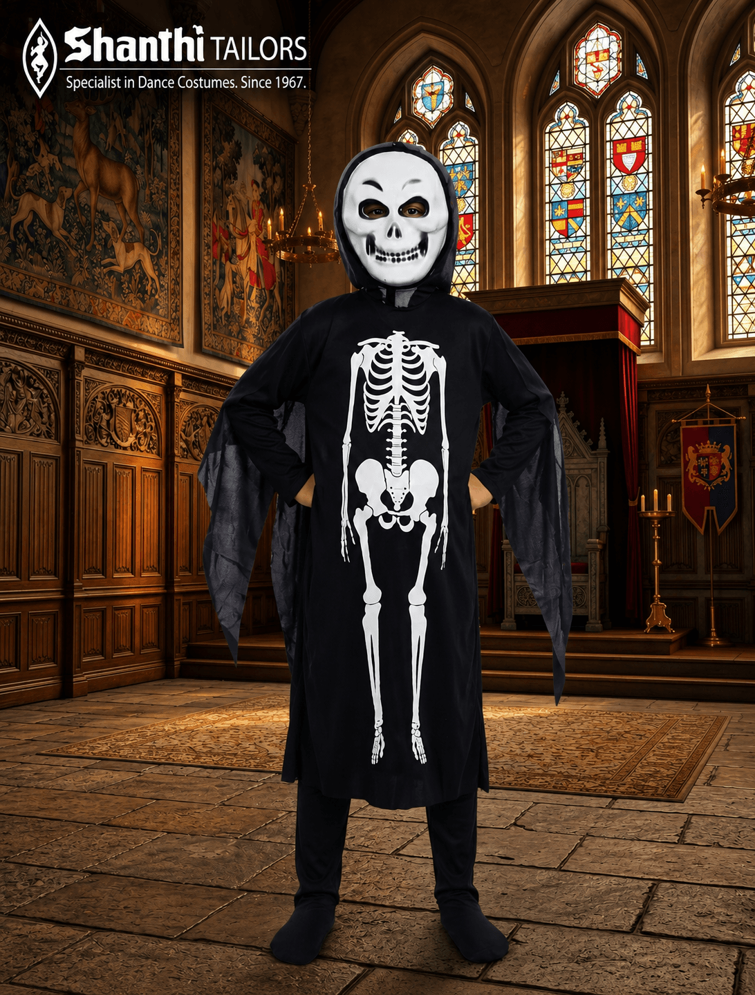 Skeleton Unisex | Kids Fancy Dress | Halloween & Horror Character Costumes