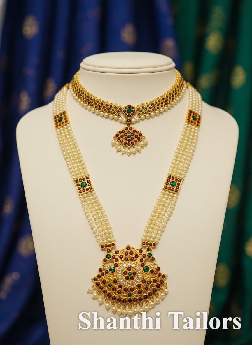V Short Necklace & 4LN Haram Imitation | Jewellery Set