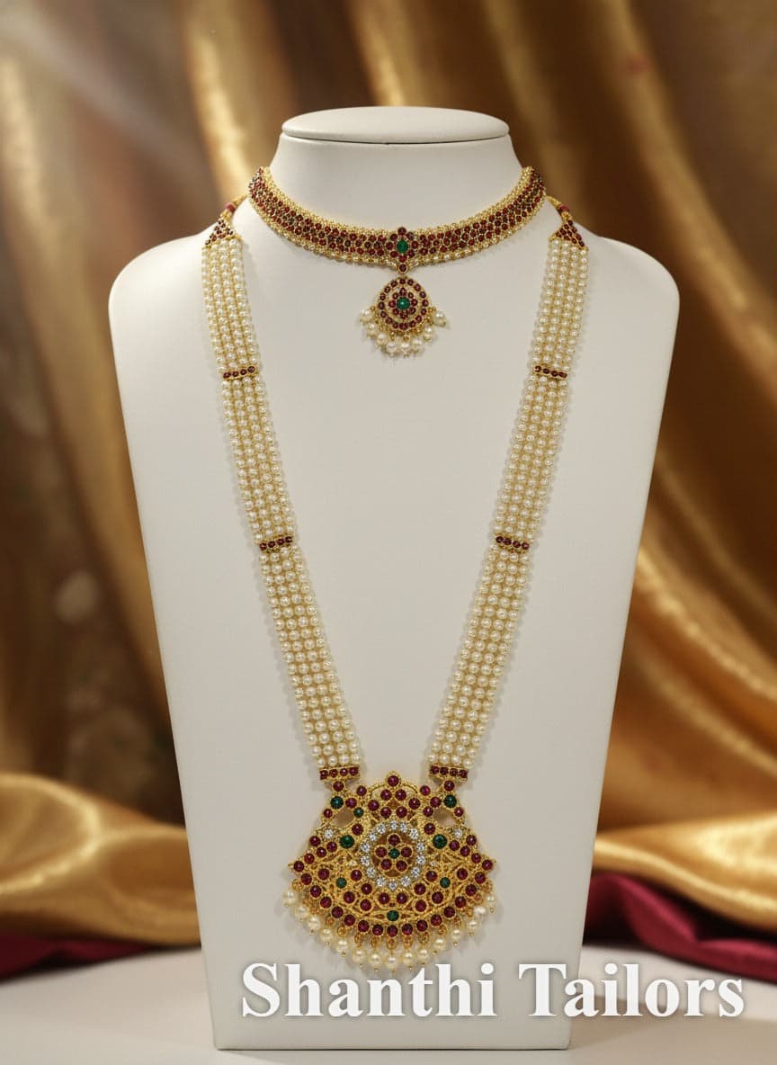 Soundarya Necklace and 4LN Haram | Imitation Jewellery Set
