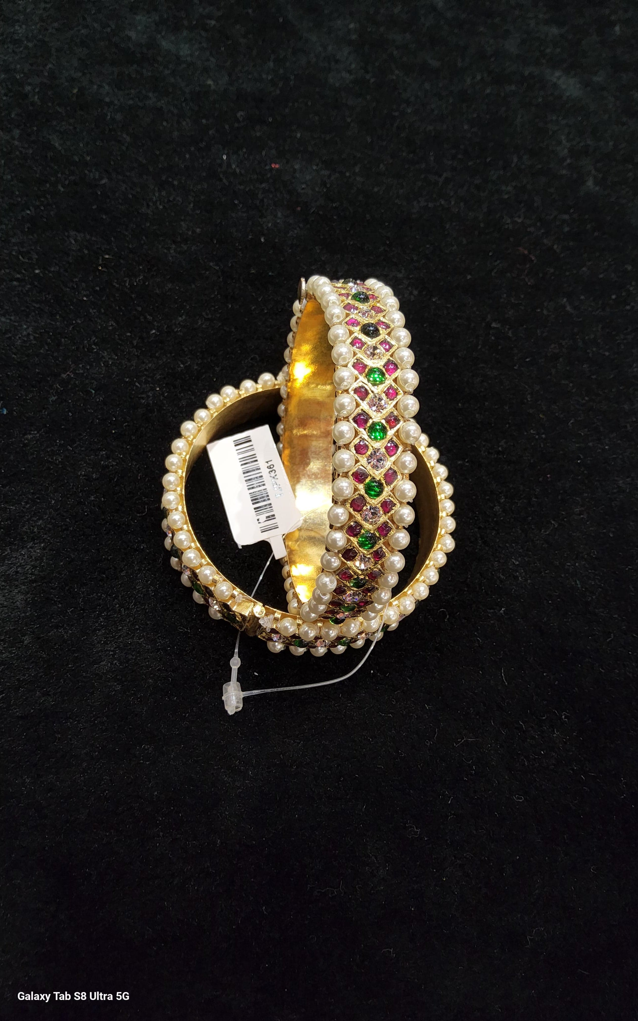 V Bangle: Full view, gold-toned Original Temple Jewellery bracelet