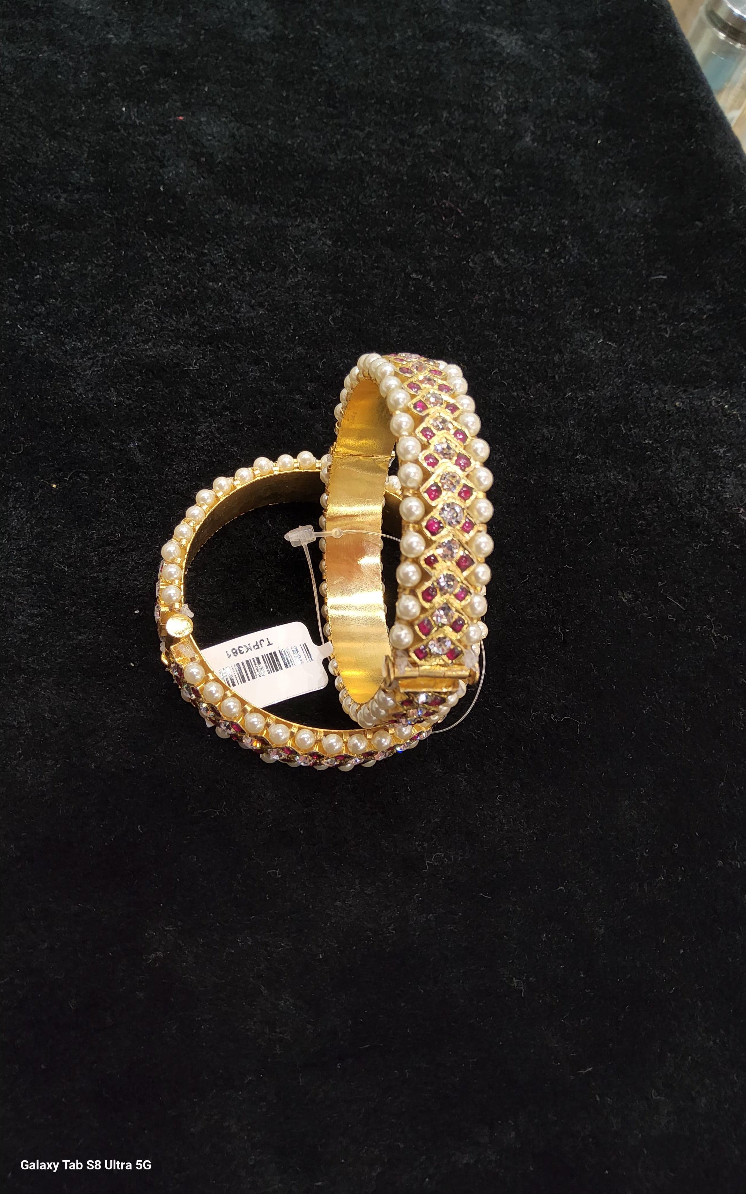 Temple Jewellery V Bangle - Copper Kemp Stone - shanthitailors