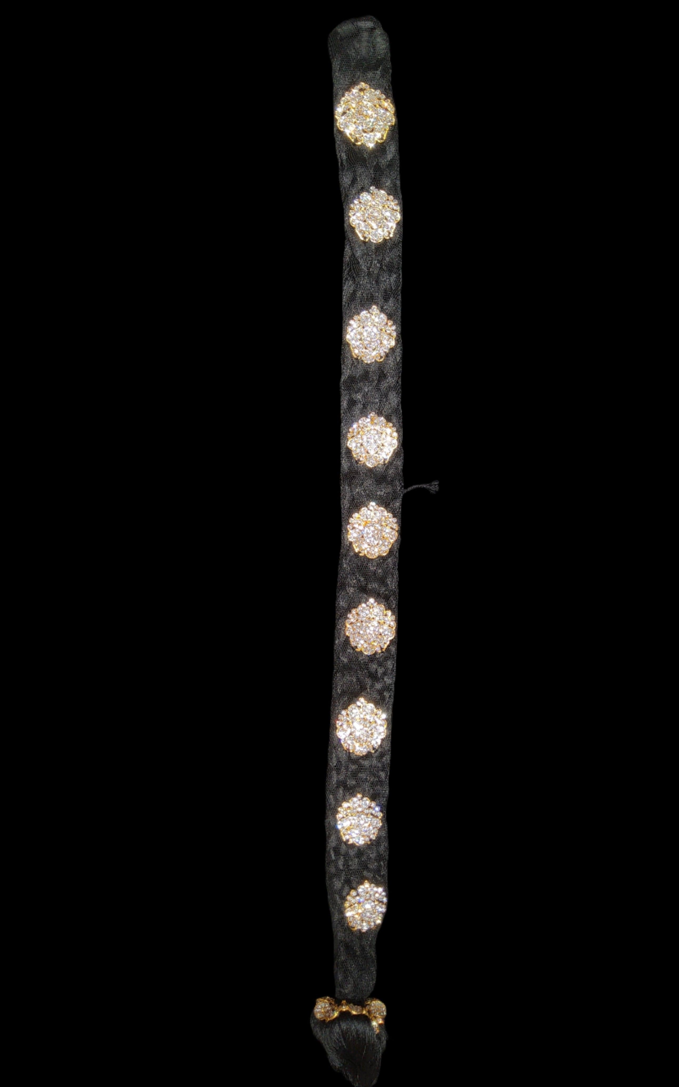Readymade Jadai: Ornate Bharatnatyam hair accessory, ready to wear, detailed.