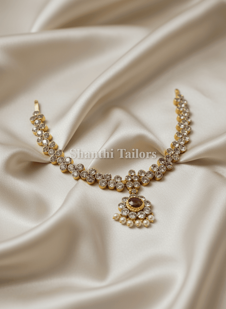 3 Stone Attigai Temple Jewellery - Bharatnatyam Style | Shanthi Tailors | TJS17