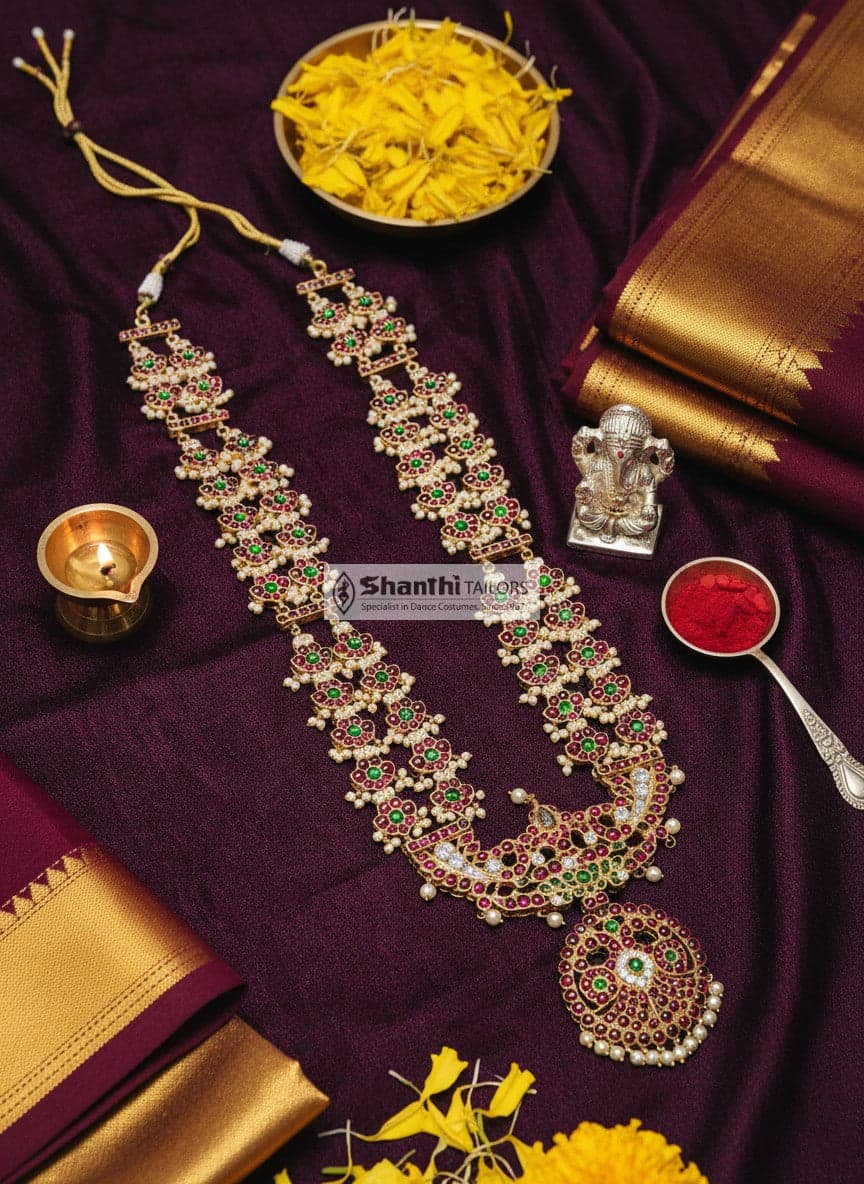 Haram | Original temple jewllery | Big Lakshmi Mahari Magudam Malai | Long Haram  | TJAY166