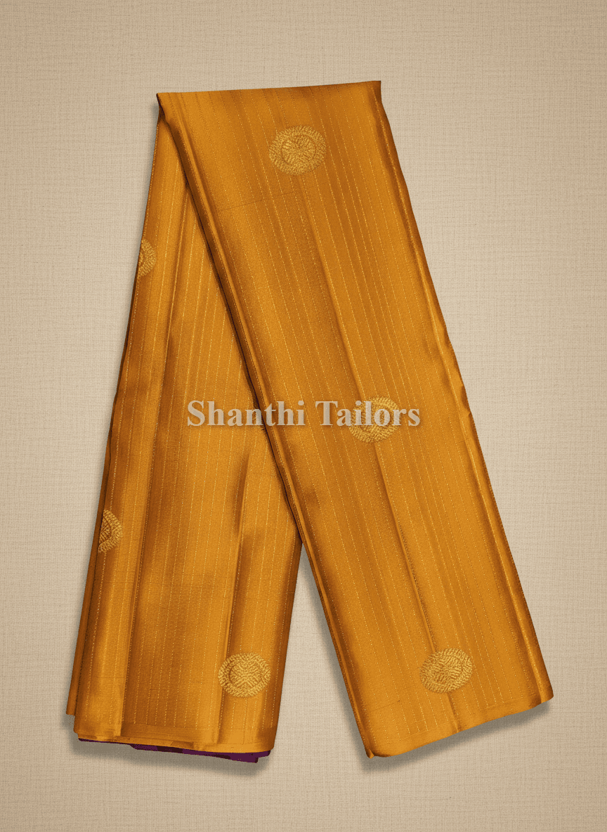Authentic Handloom Kanchipuram Saree Orange and Gold