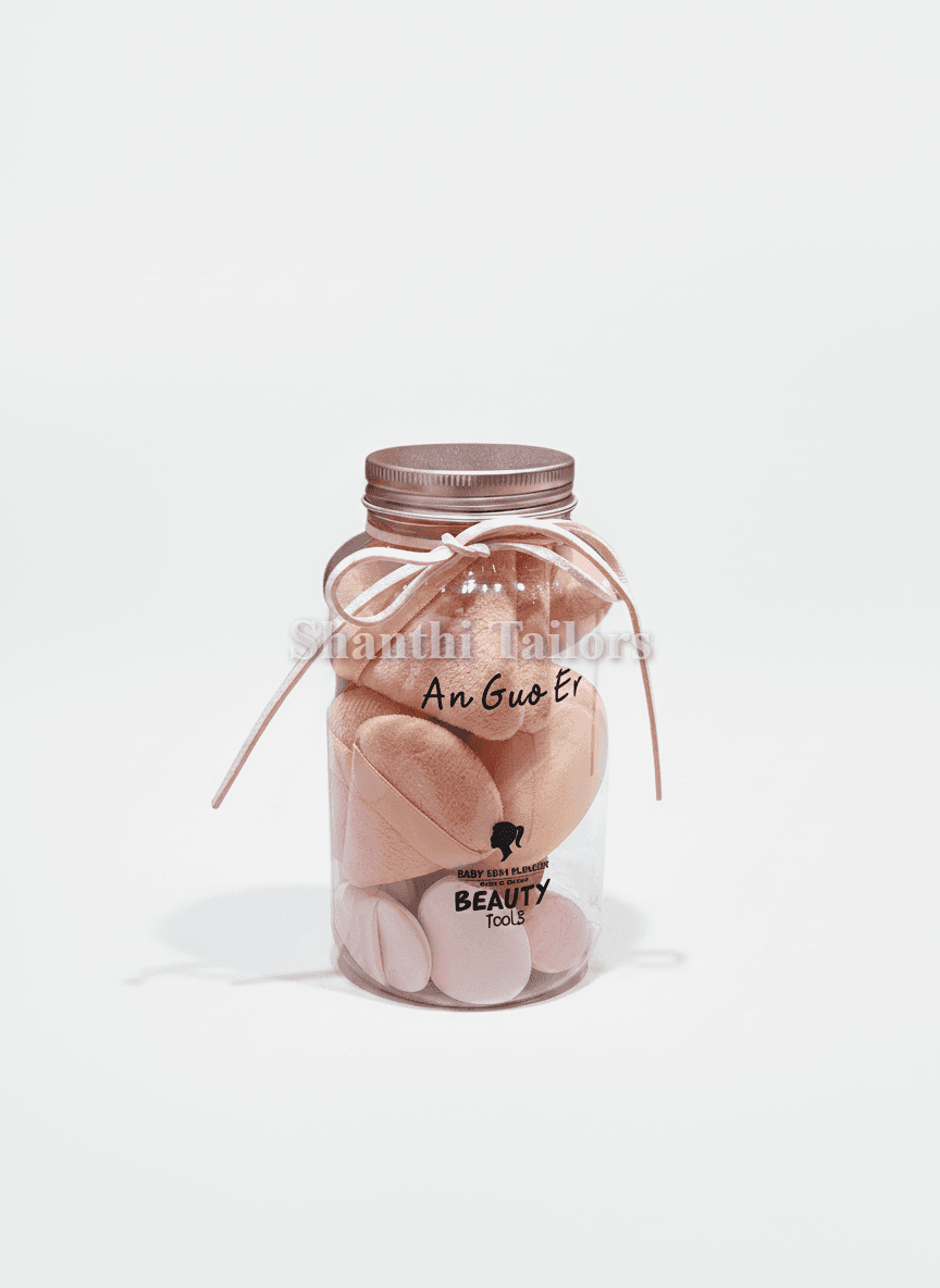 Makeup Blender Set in jar, great gift for dancers, Shanthi Tailors makeup accessories for flawless skin.