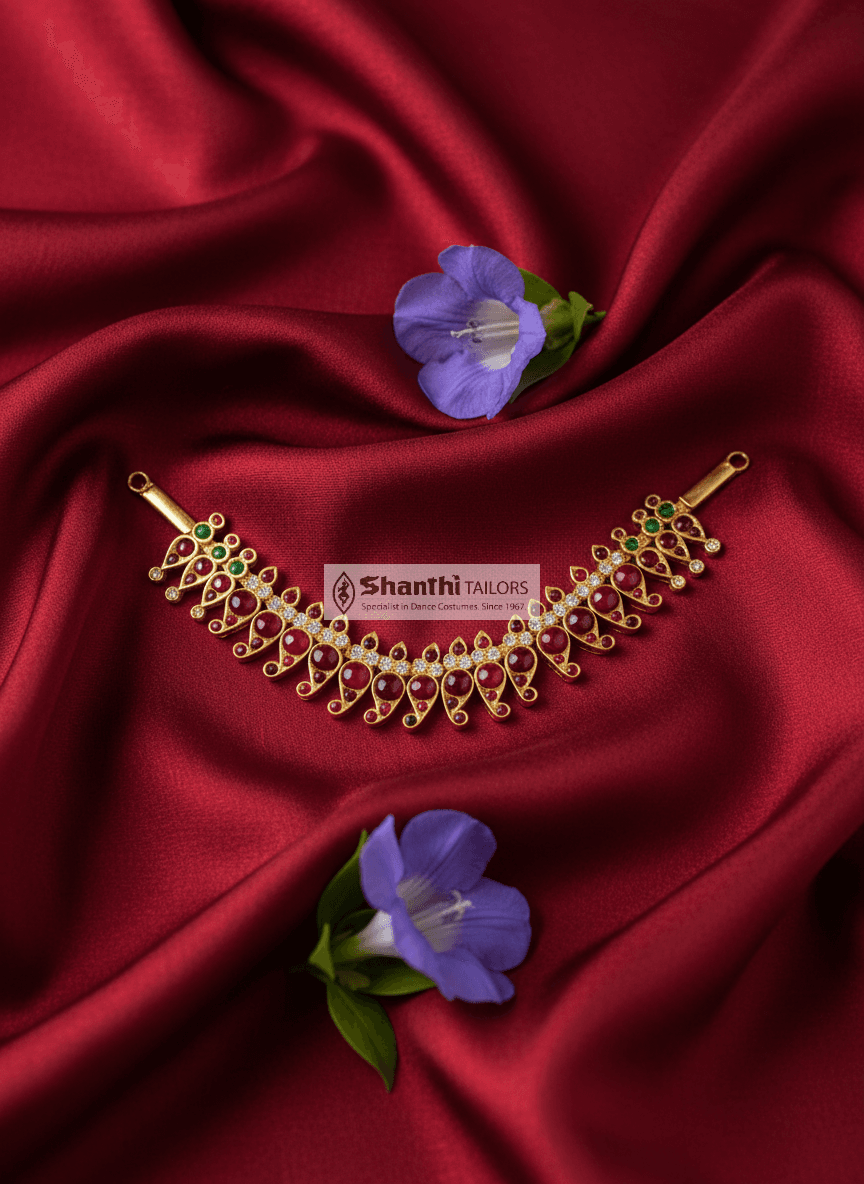 Surul Mnago Pichipoo Choker: Original Temple Jewellery for Bharatnatyam dance.