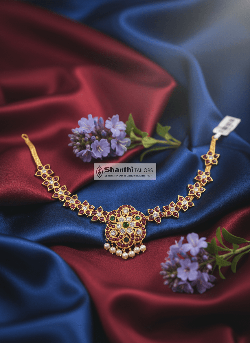 Rockodi Star Choker Necklace: Original temple jewelry, gold leafed, Bharatnatyam dance accessory.