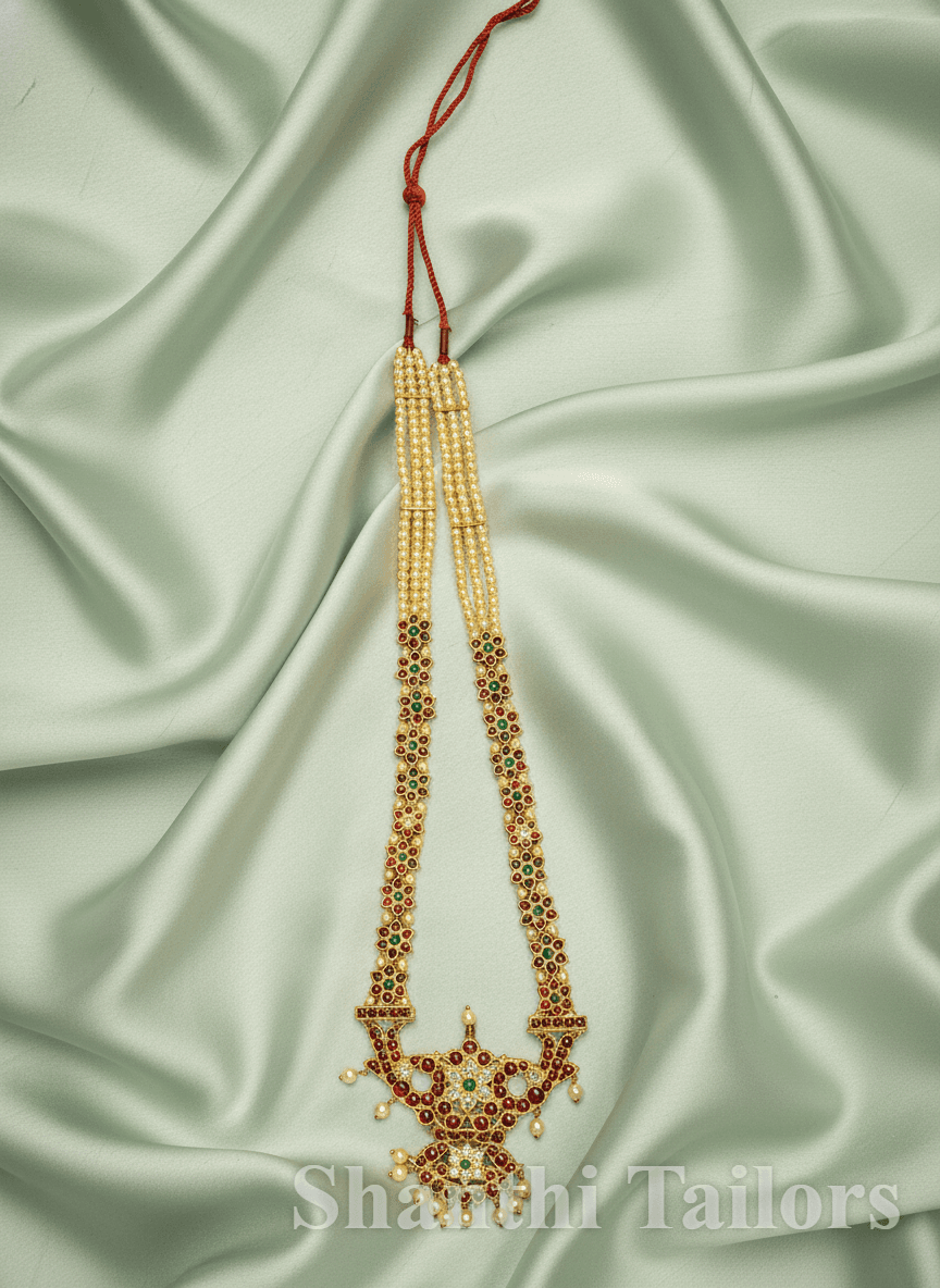 Flower Haram w Mahari Pendant |  Original temple jewellery | Haram - Image 2