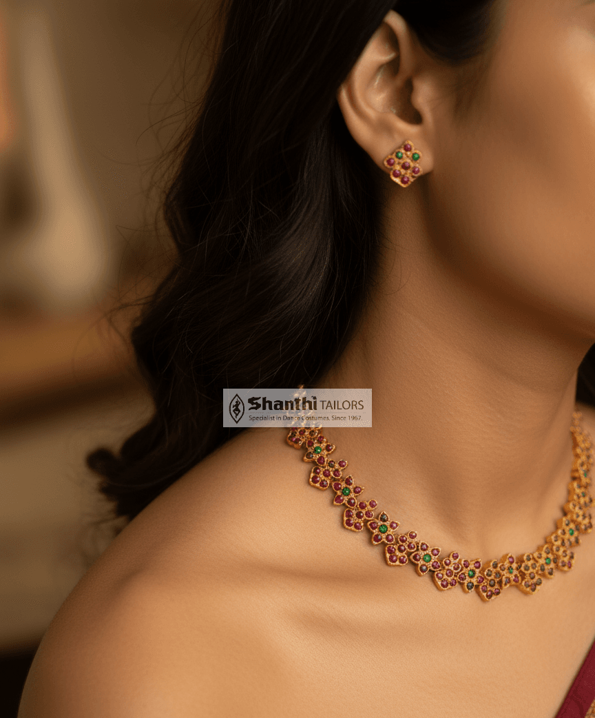 Star and Doll Choker: Original temple jewelry necklace, gold leafed silver.