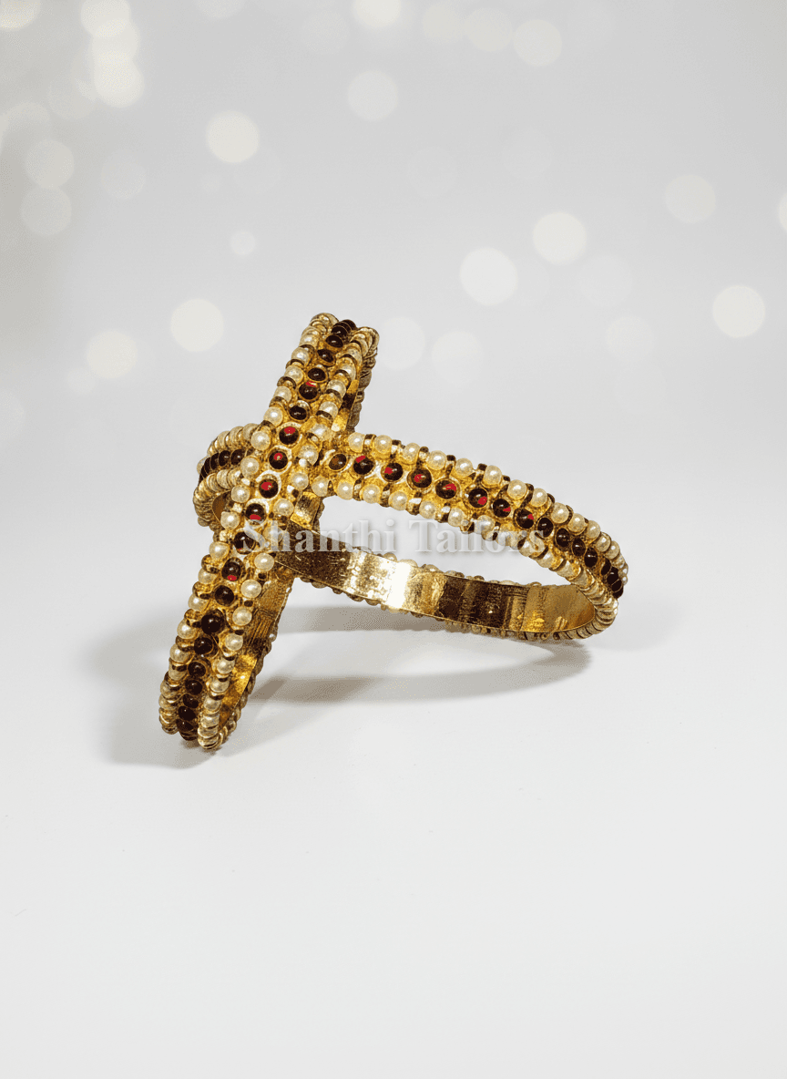 Traditional kemp imitation bangles, silver base gold leaf, dance jewelry, arangetram