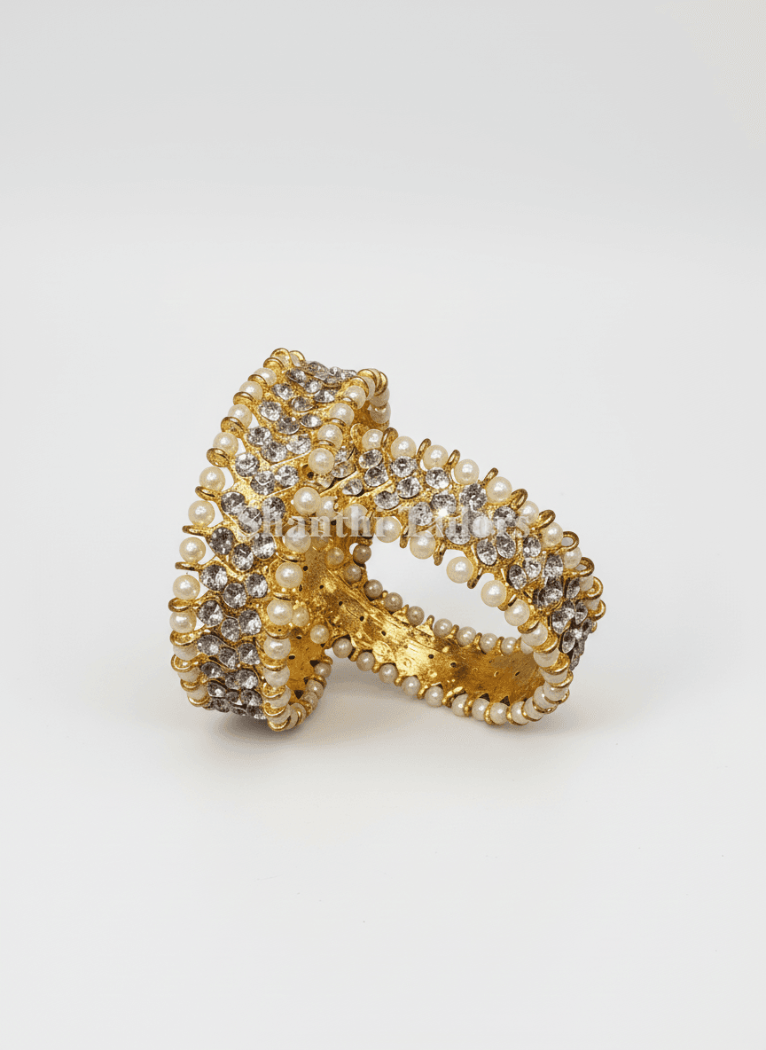 Imitation kemp bangles, temple jewelry, silver base gold leaf, for dance performance