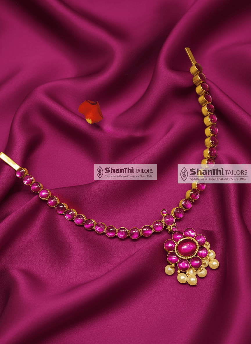 Original Temple Jewellery Attigai: Double-sided design with kemp stones and gold leaf.