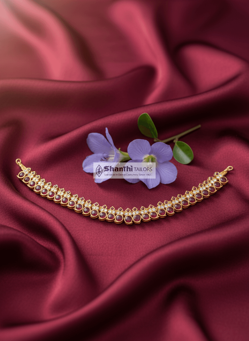 One Stone Mango Choker, original temple jewellery. Gold leafed Bharatnatyam necklace.