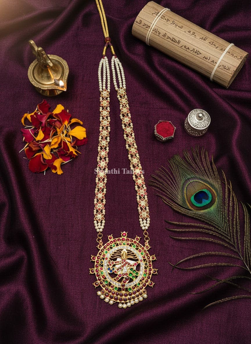 Natrajar Flower Haram | Haram | Original temple jewllery | Long Haram | TJSKN5