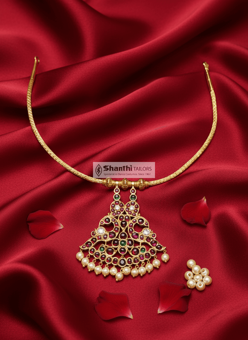 Small Mango Choker, Original Temple Jewellery. Traditional Indian dance necklace for Bharatanatyam, Kuchipudi.
