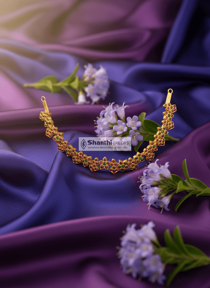 Close-up: Star & Doll Choker, handmade pure silver temple jewelry necklace.