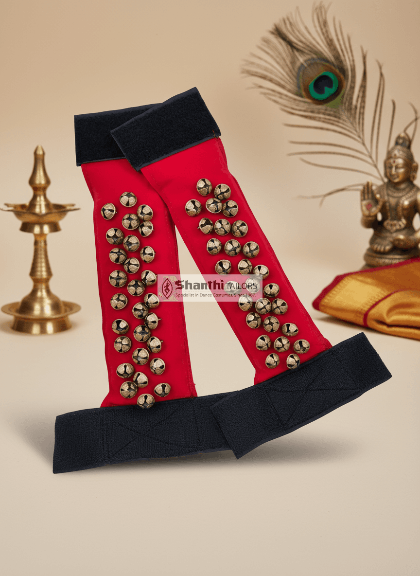 Cloth 4-line Ghungroo. Comfortable Salangai for Bharatnatyam, handcrafted dance bells.