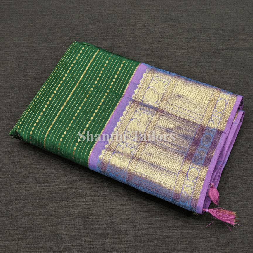 Green with Lavender | Kanchipuram Silk Saree