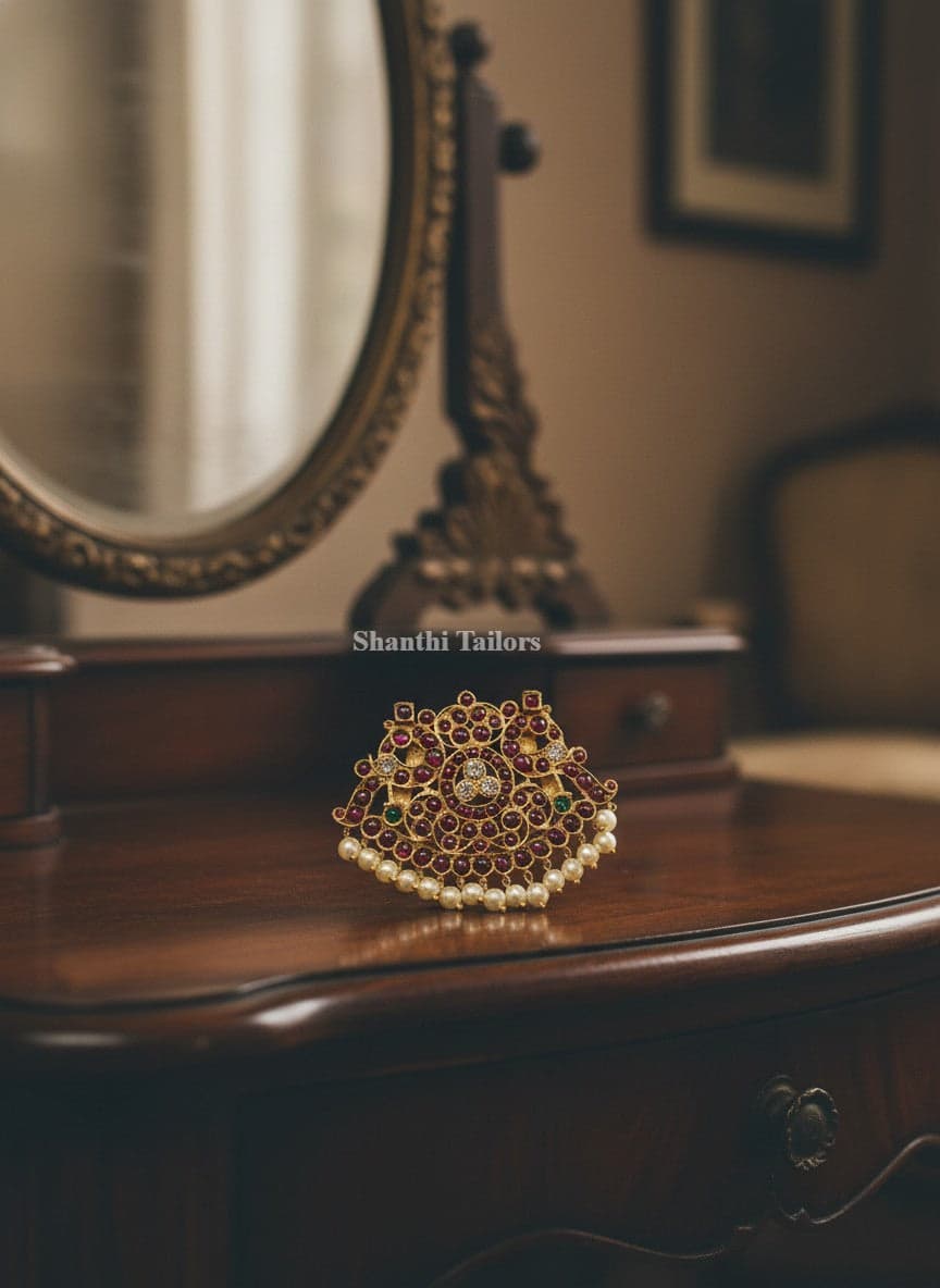 Long Haram: Layered temple jewellery necklace. Original design for classical Indian dance.